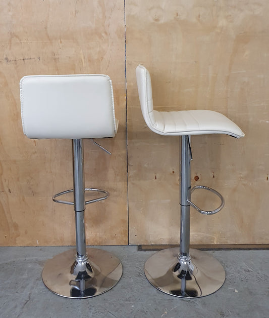 2 Matching Cream Faux Leather Height Adjustable Bar Stools - EL104575 / EL104576