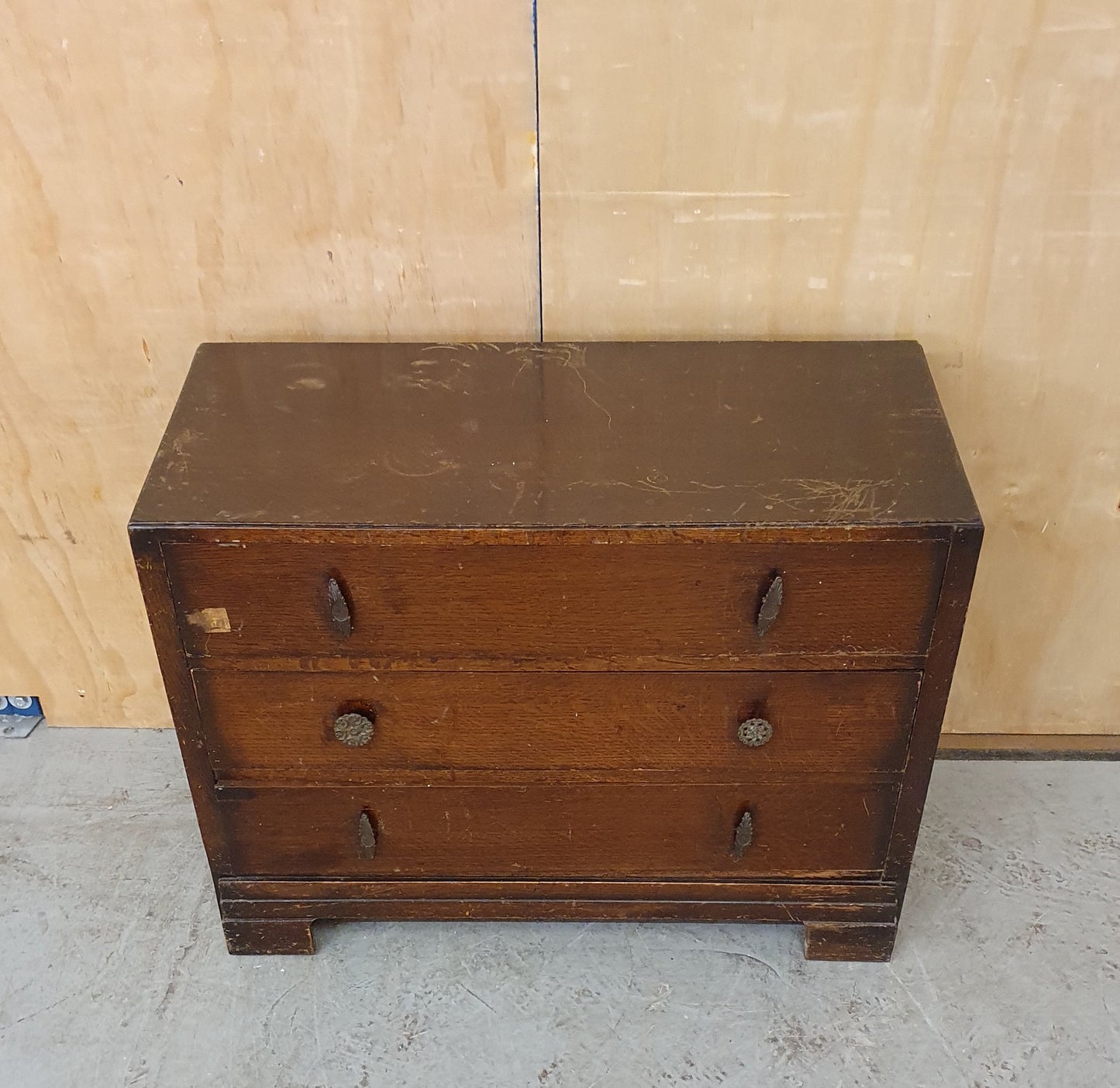 Vintage 3 Drawer Chest of Drawers with Ornate Handles - 100525-01