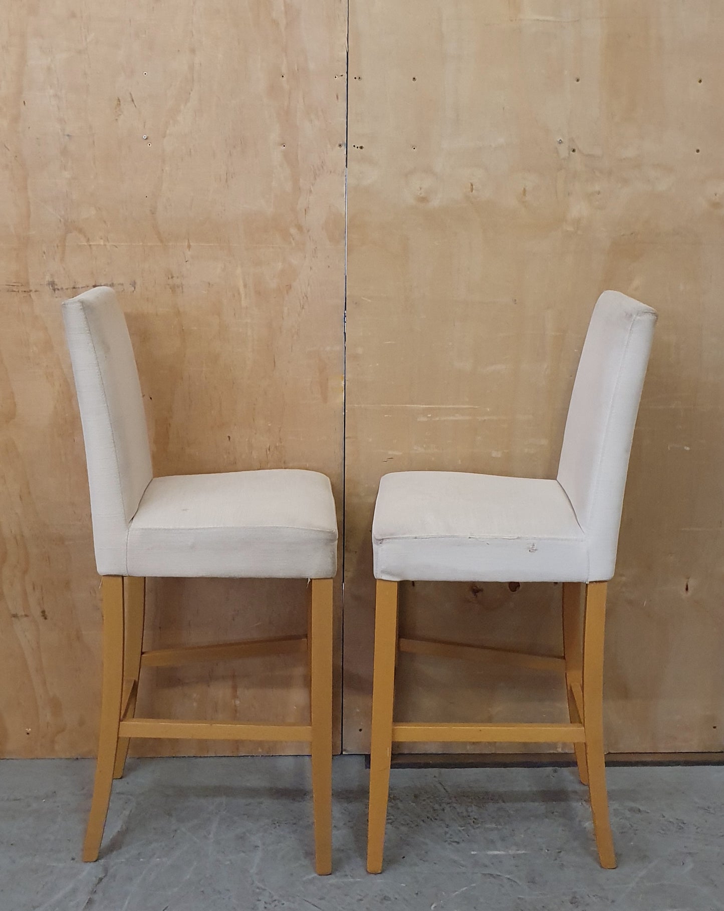2 Matching Cream Fabric Covered Bar Stools - EL104227 / EL104228