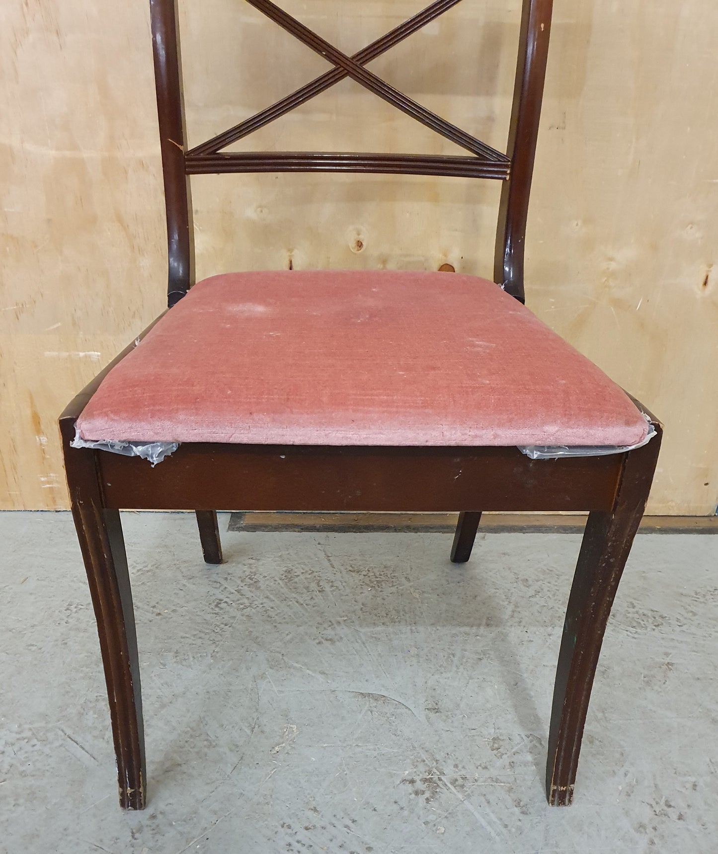 6 Matching Wood Frame Dining Chairs with Pink Soft Fabric Seats - 103464/103465/103466/103467/103468/103469