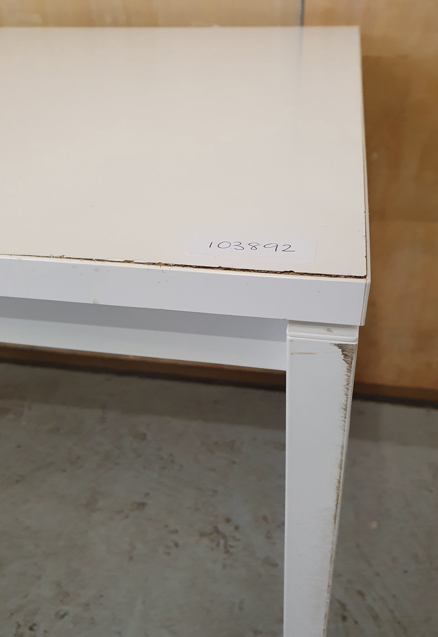 Large White Wood Dining Table with Slim Legs - 103892