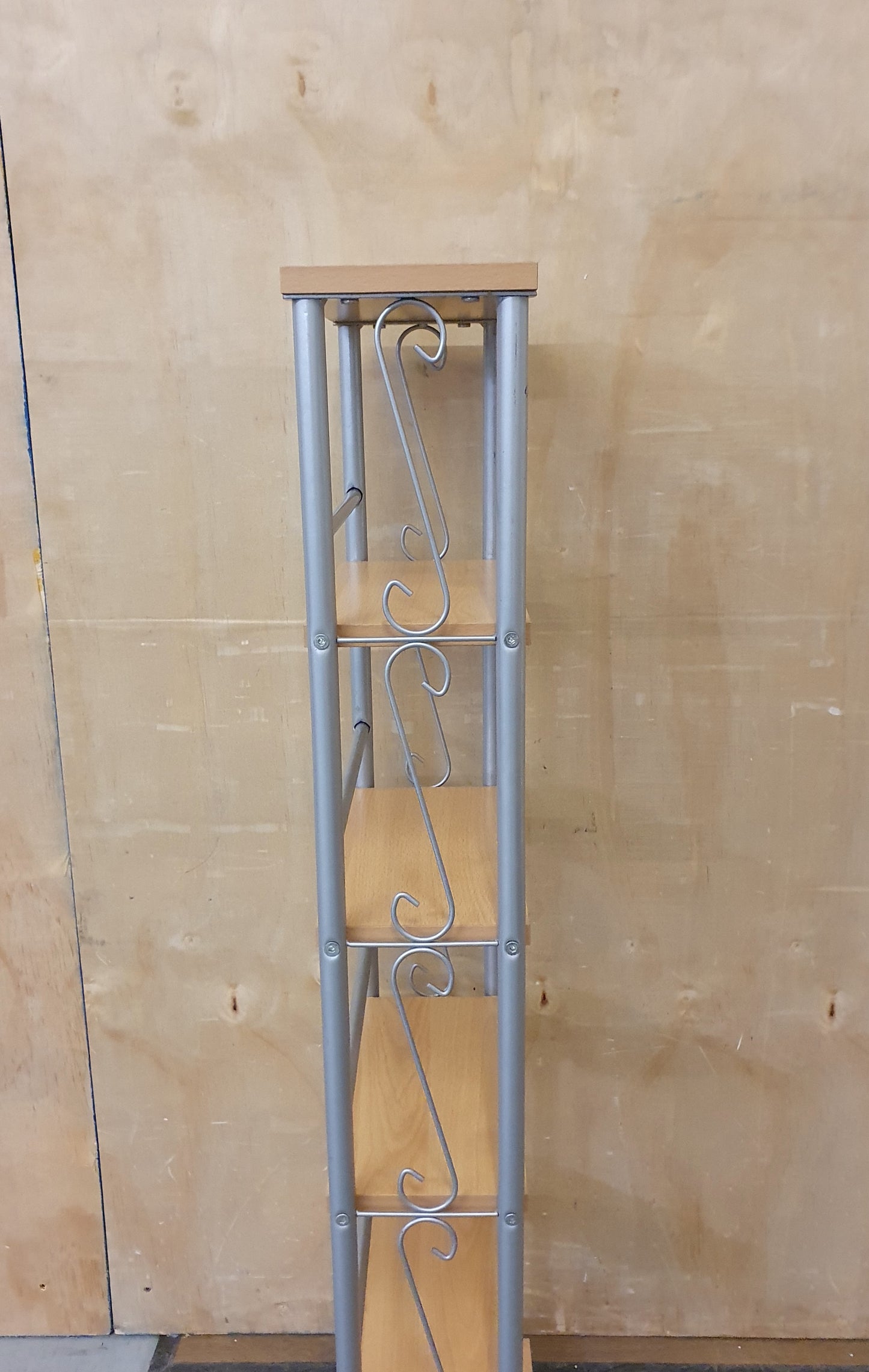 Small Slim Wooden Shelving Unit with Decorative Chrome Frame - 104007