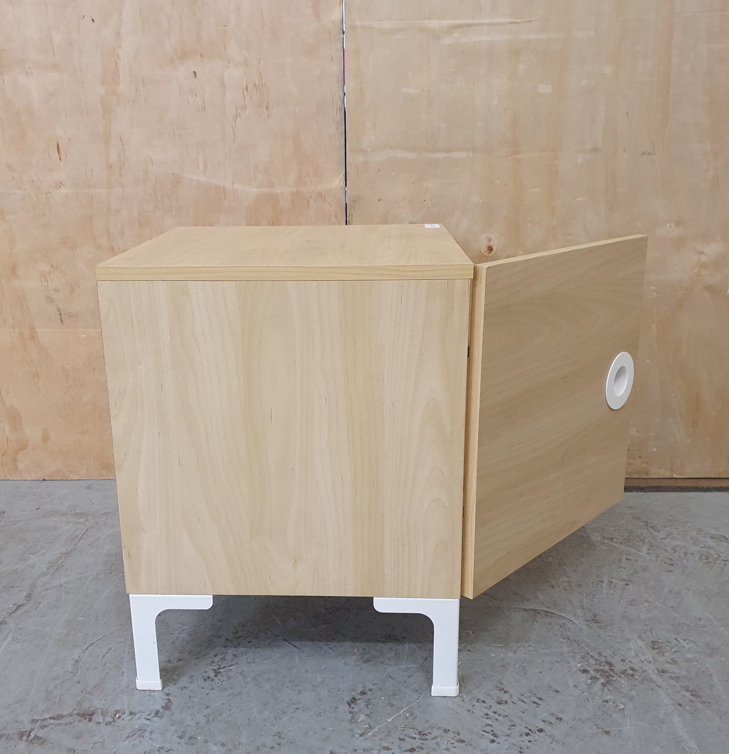 Single Wooden Bedside Cabinet with Circular Cut Out Handle and Internal Shelf - EL103949