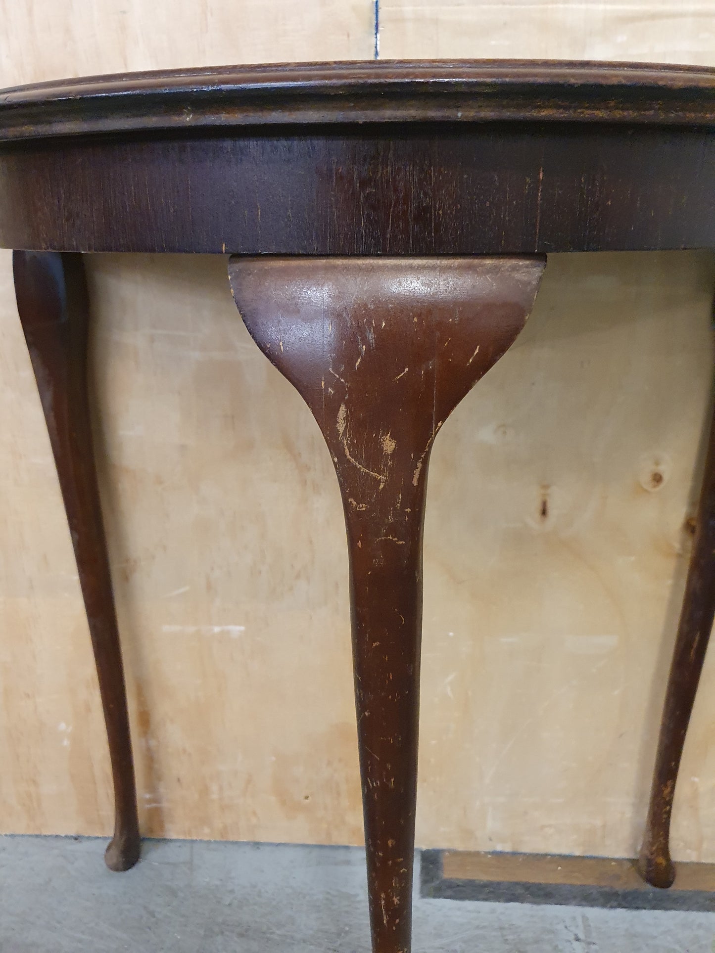 Mahogany Half Moon Glass Top Table with Cabriole Legs - 104900