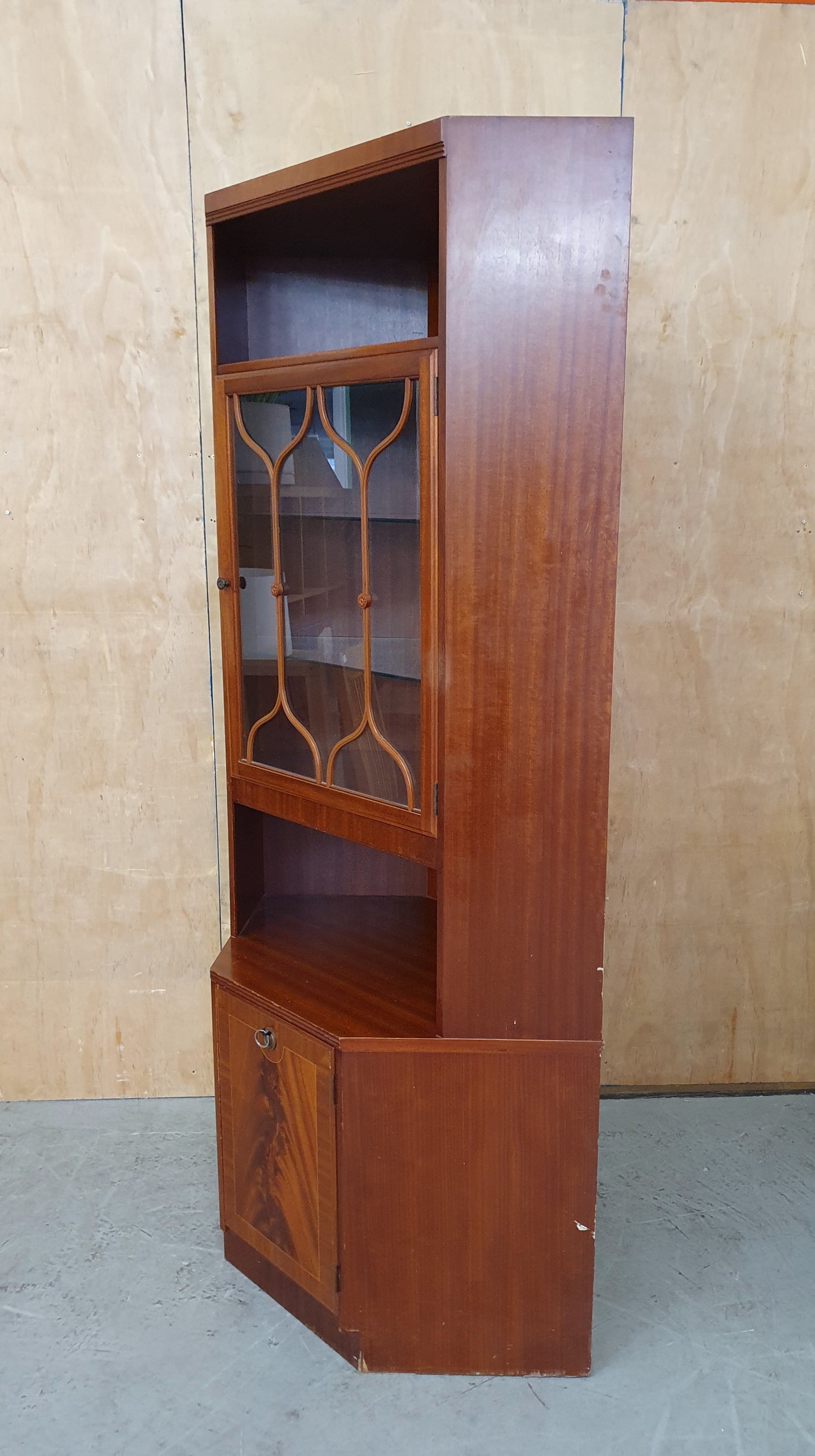 A.H. McIntosh & Co Large 2 Tier Glass Cabinet with Glass Shelves -104274