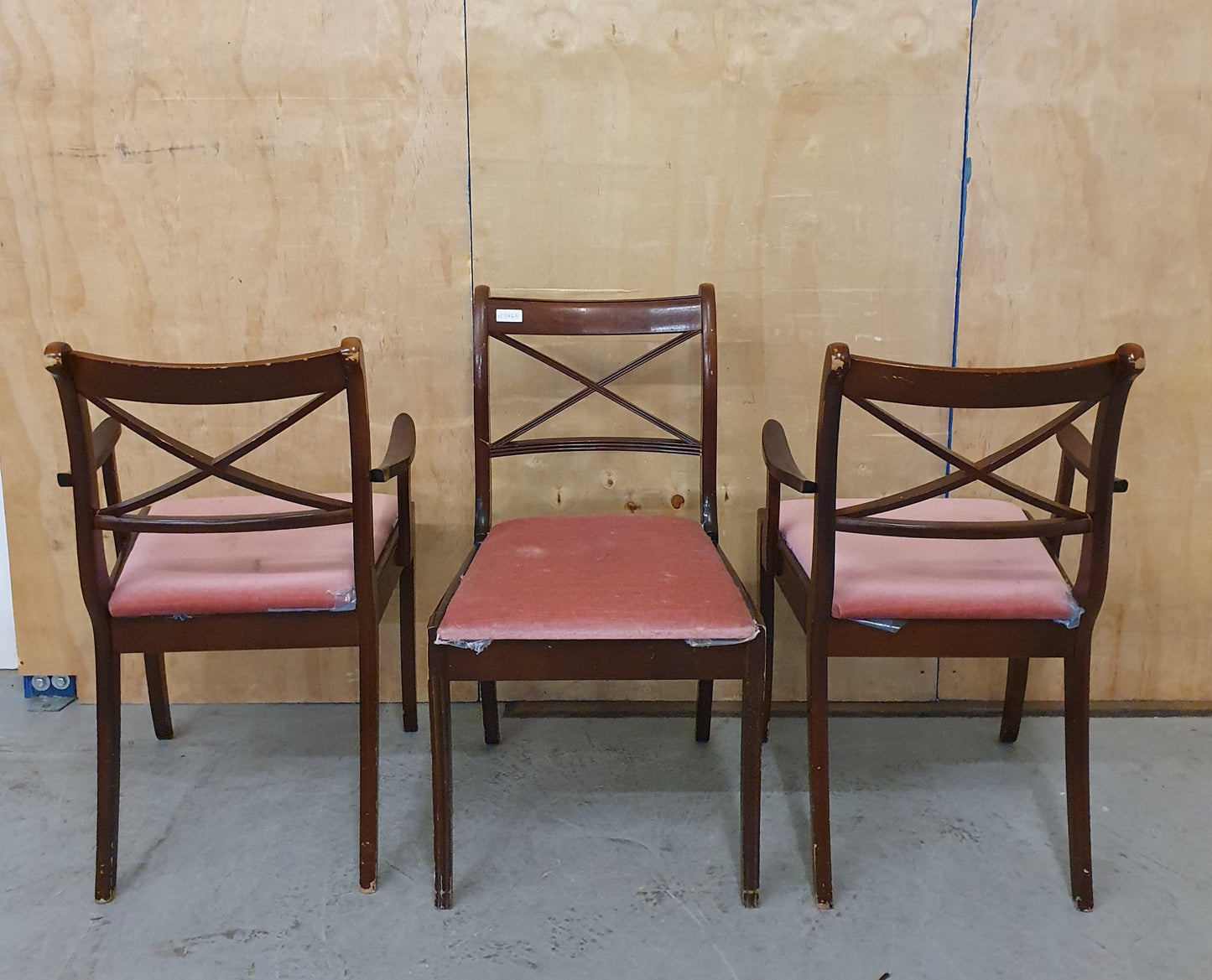 6 Matching Wood Frame Dining Chairs with Pink Soft Fabric Seats - 103464/103465/103466/103467/103468/103469