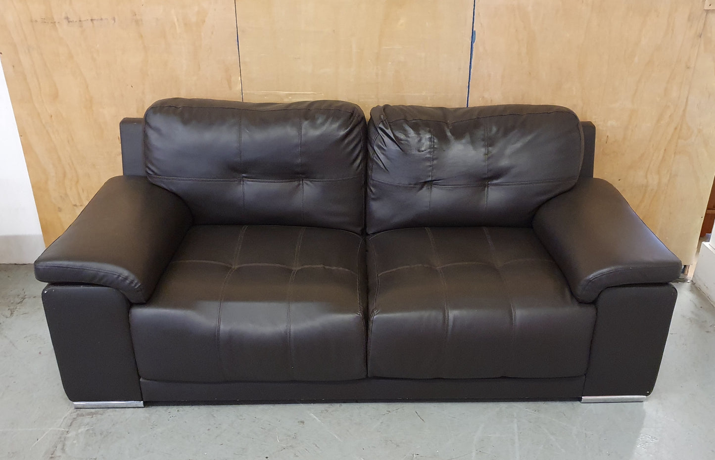 Dark Brown Faux Leather 2 Seater Sofa - 040725-14