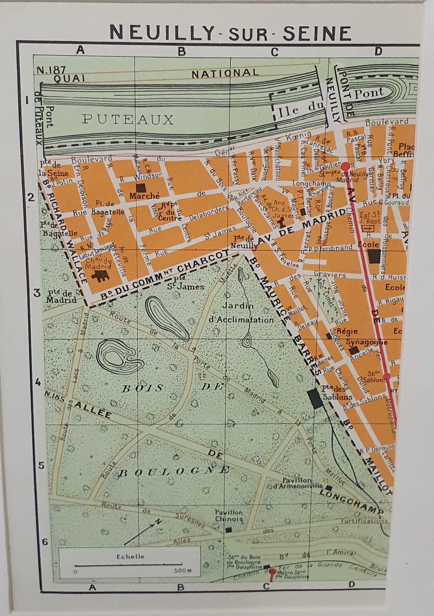 French Map in Wooden Frame - 050425-04