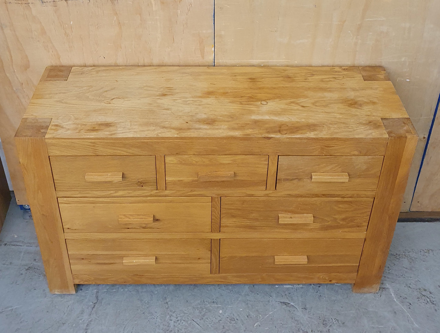 Large Oak 7 Drawer Chest of Drawers with Block Handles - 104486