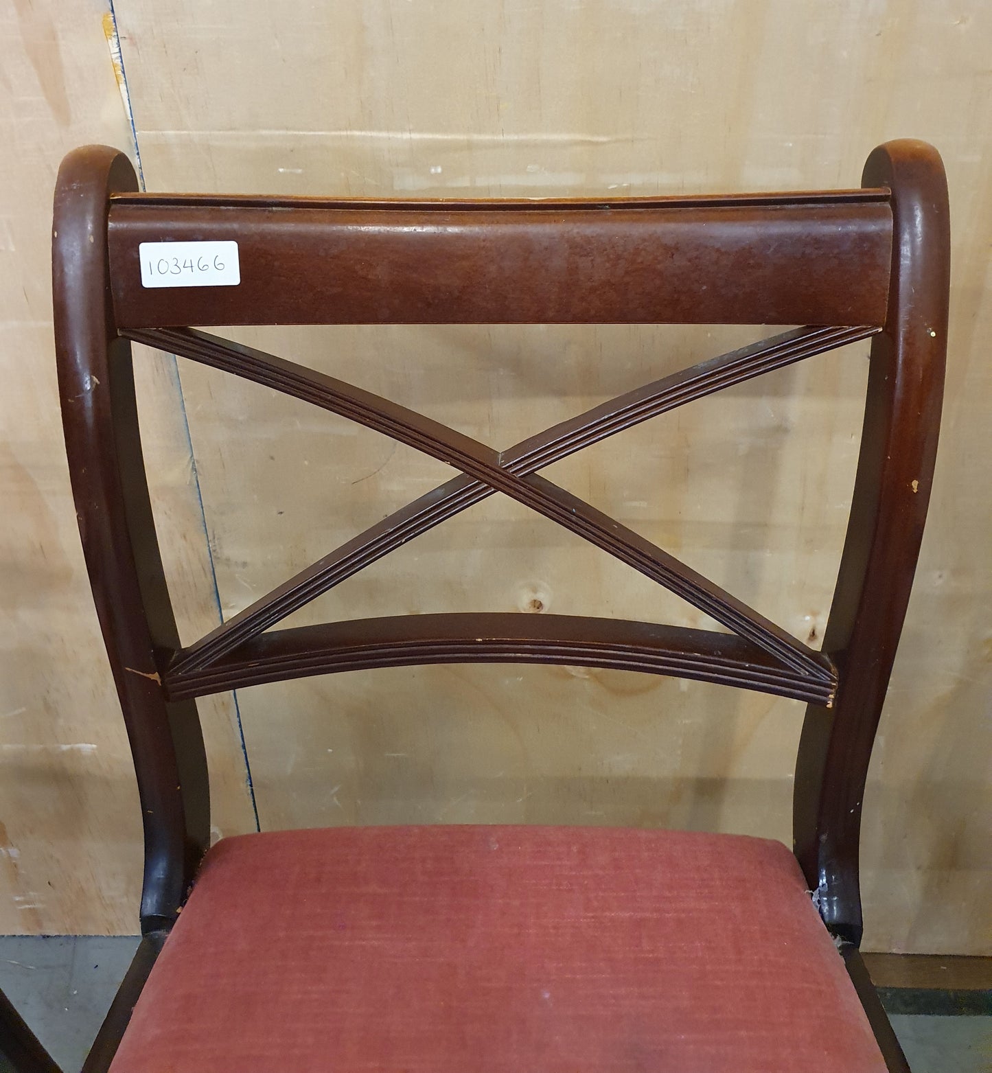 6 Matching Wood Frame Dining Chairs with Pink Soft Fabric Seats - 103464/103465/103466/103467/103468/103469