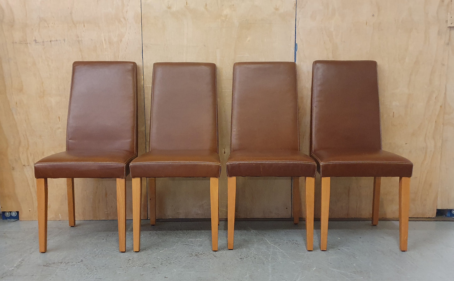 4 Matching Brown Leather Dining Chairs - EL104505 / EL104506 / EL104507 / EL104508