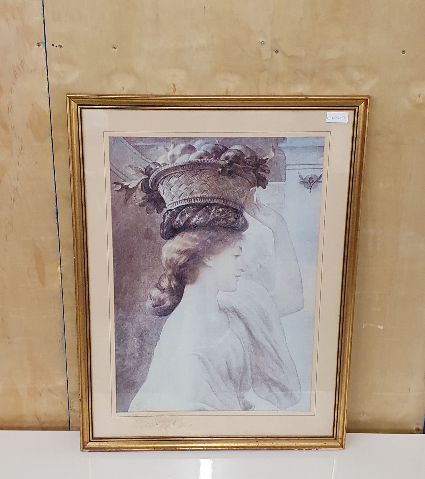 EUCHARIS "A Girl with a Basket" Art Print in Gold Frame - EL102297