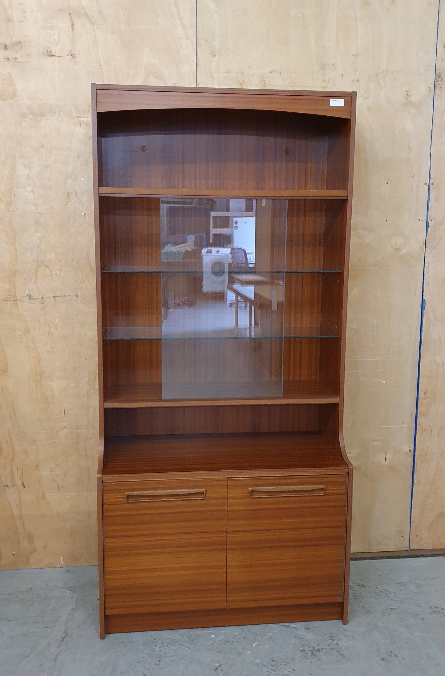 Vintage Glass Display Cabinet with Bottom Cabinet and Glass Shelves - 104463