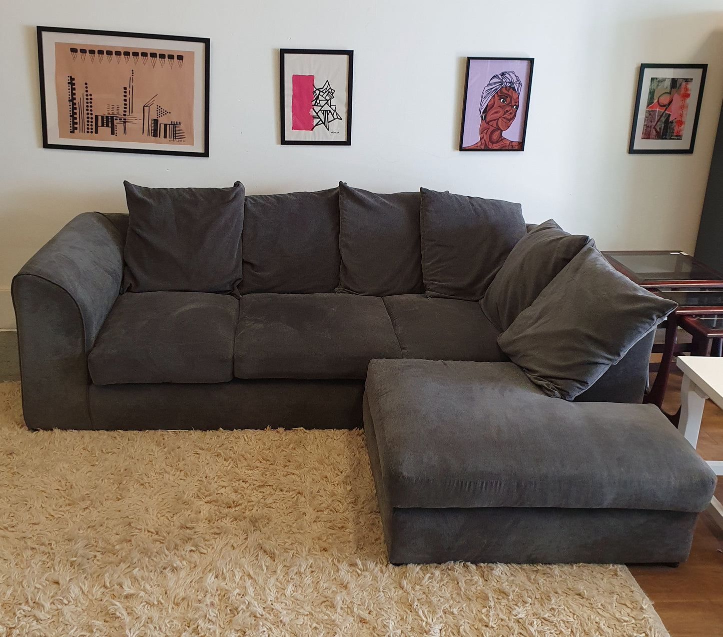 Grey Modern Soft Fabric L-Shape Sofa - 103679