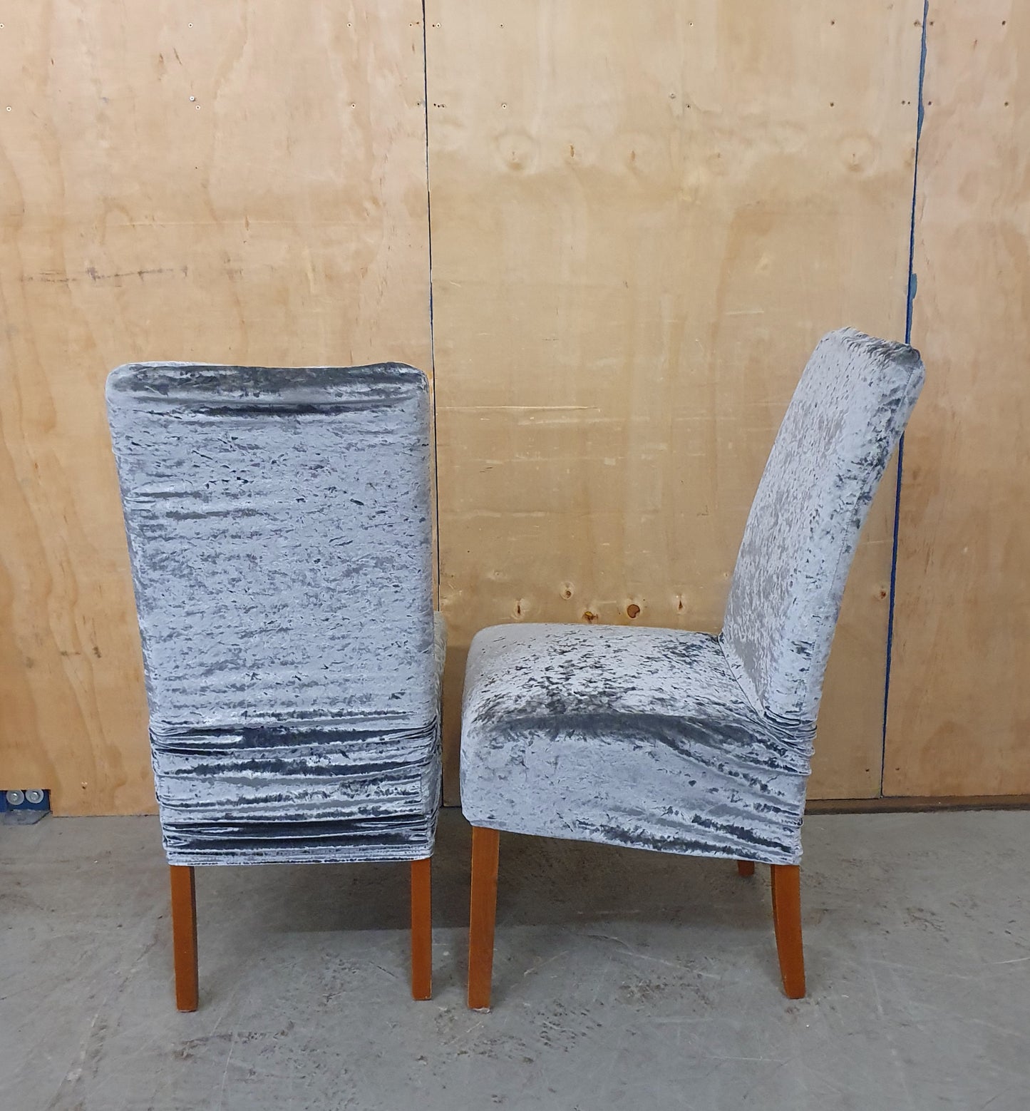 2 Matching Dining Chairs with Silver Crushed Velvet Coverings - EL104393 /EL104397