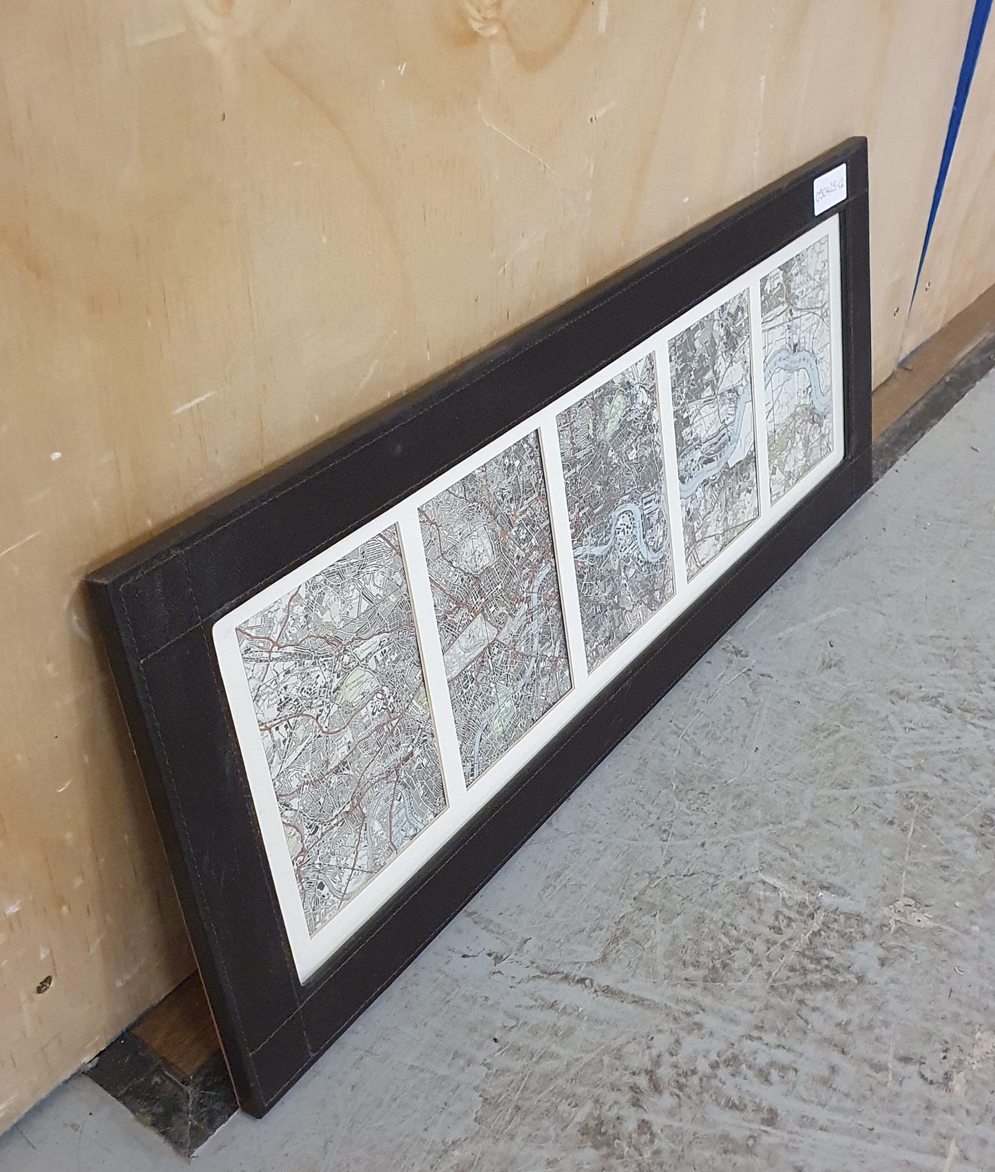 River Thames Map in Black Faux Leather Frame - 050425-02