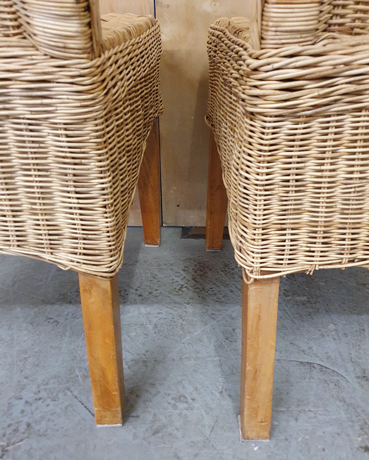 2 Matching Straw High Back Dining Chairs with Wooden Feet - EL104000 / EL104001