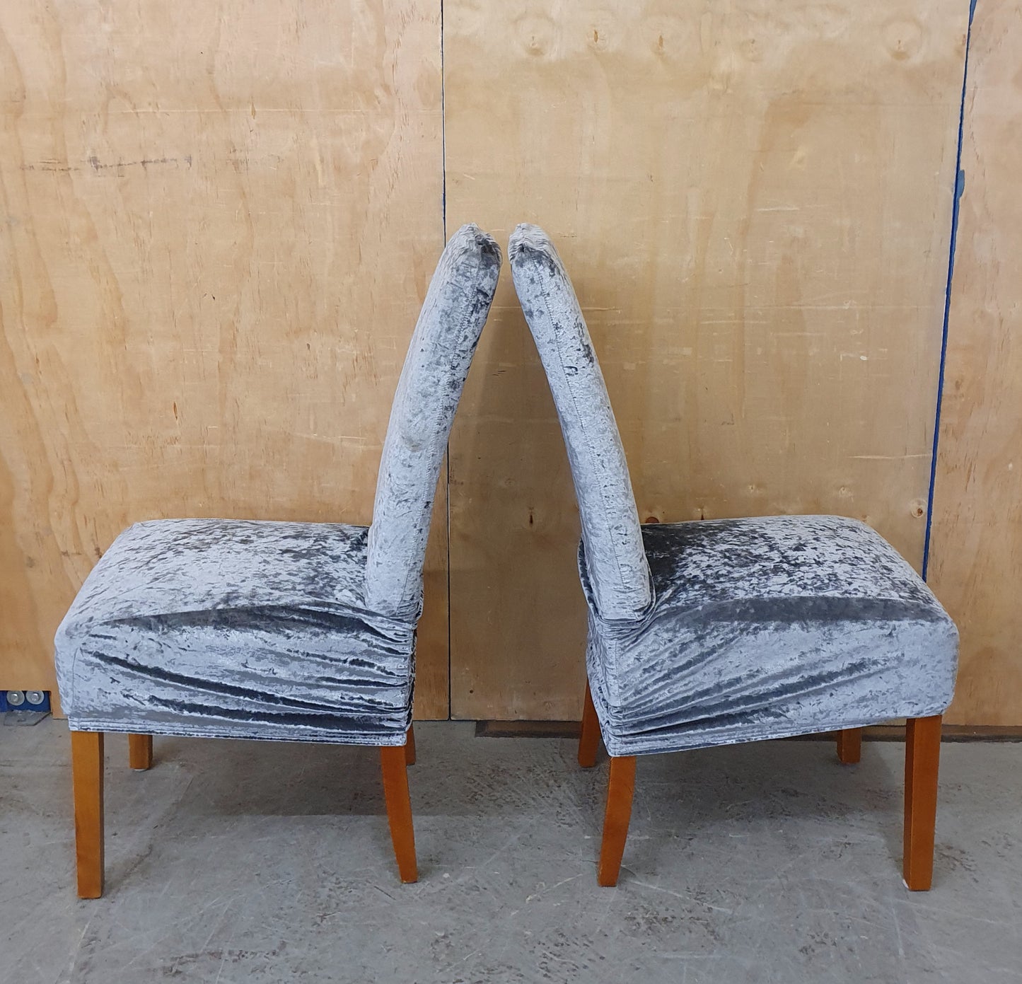 2 Matching Dining Chairs with Silver Crushed Velvet Coverings - EL104393 /EL104397