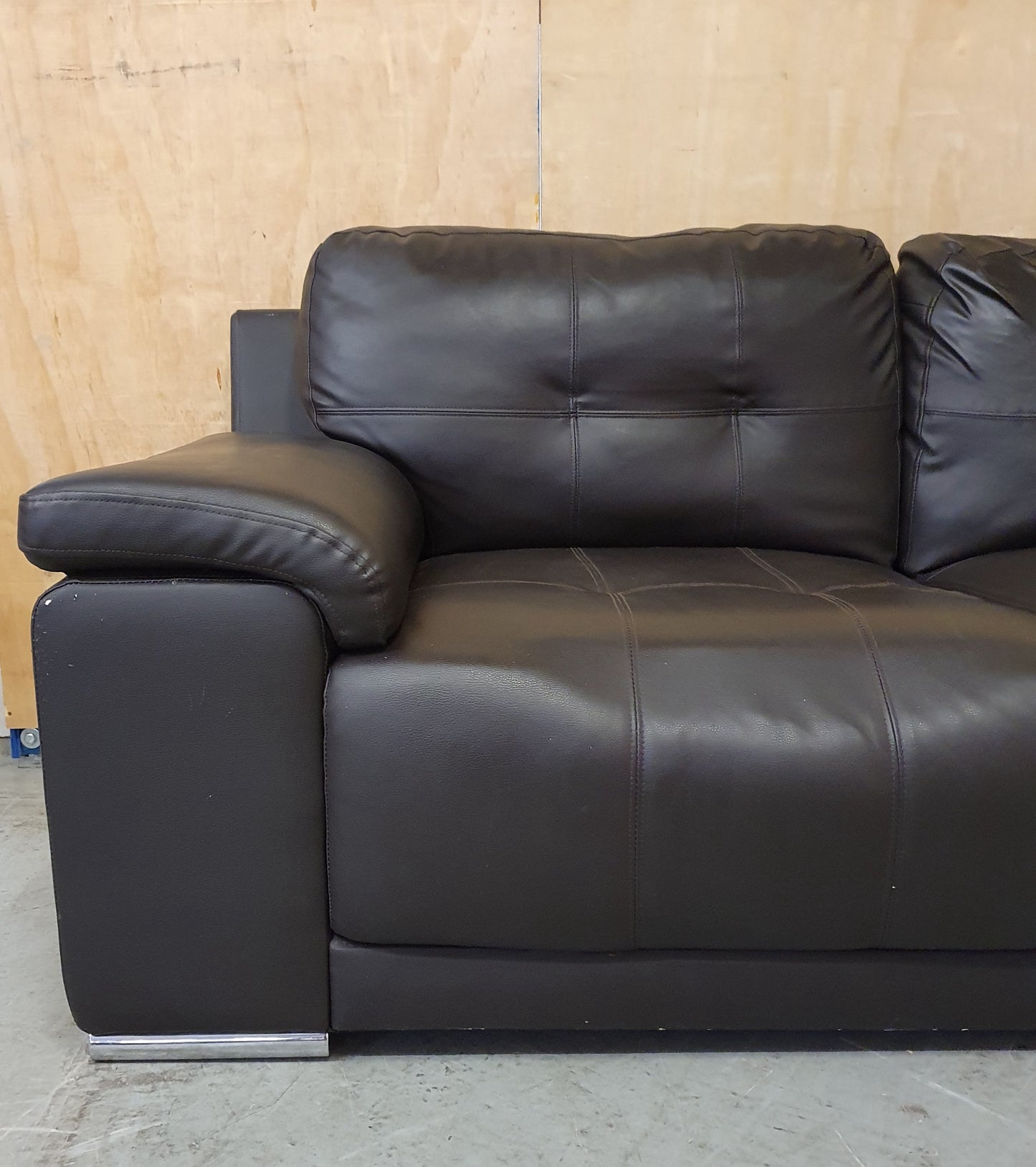 Dark Brown Faux Leather 2 Seater Sofa - 040725-14