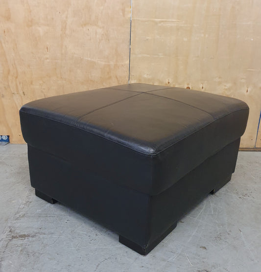 Large Black Faux Leather Ottoman / Pouffe - 104827