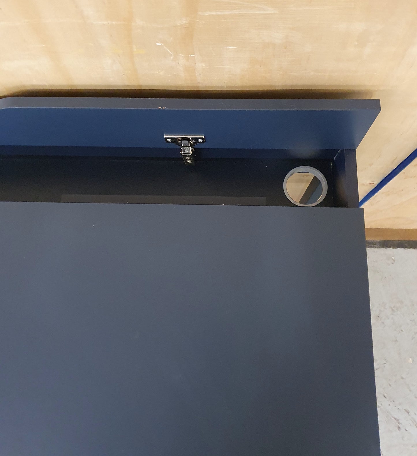 IKEA ALEX Navy Blue Desk with Back Panel Section and 2 Drawers - 103908