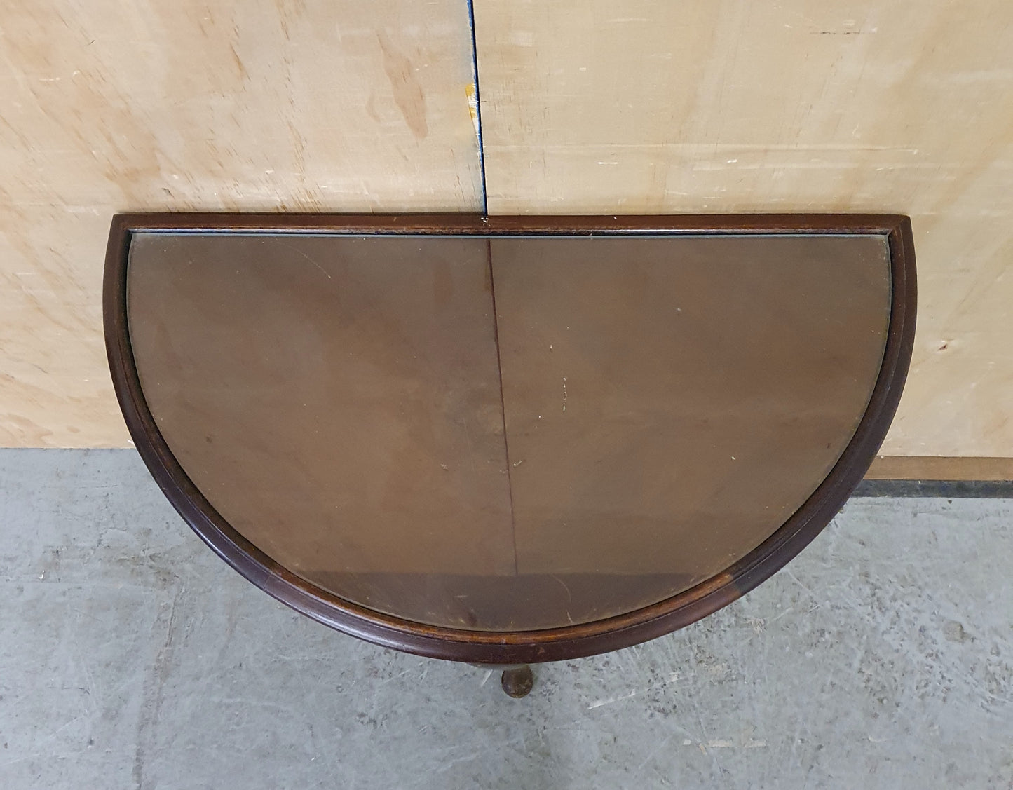 Mahogany Half Moon Glass Top Table with Cabriole Legs - 104900