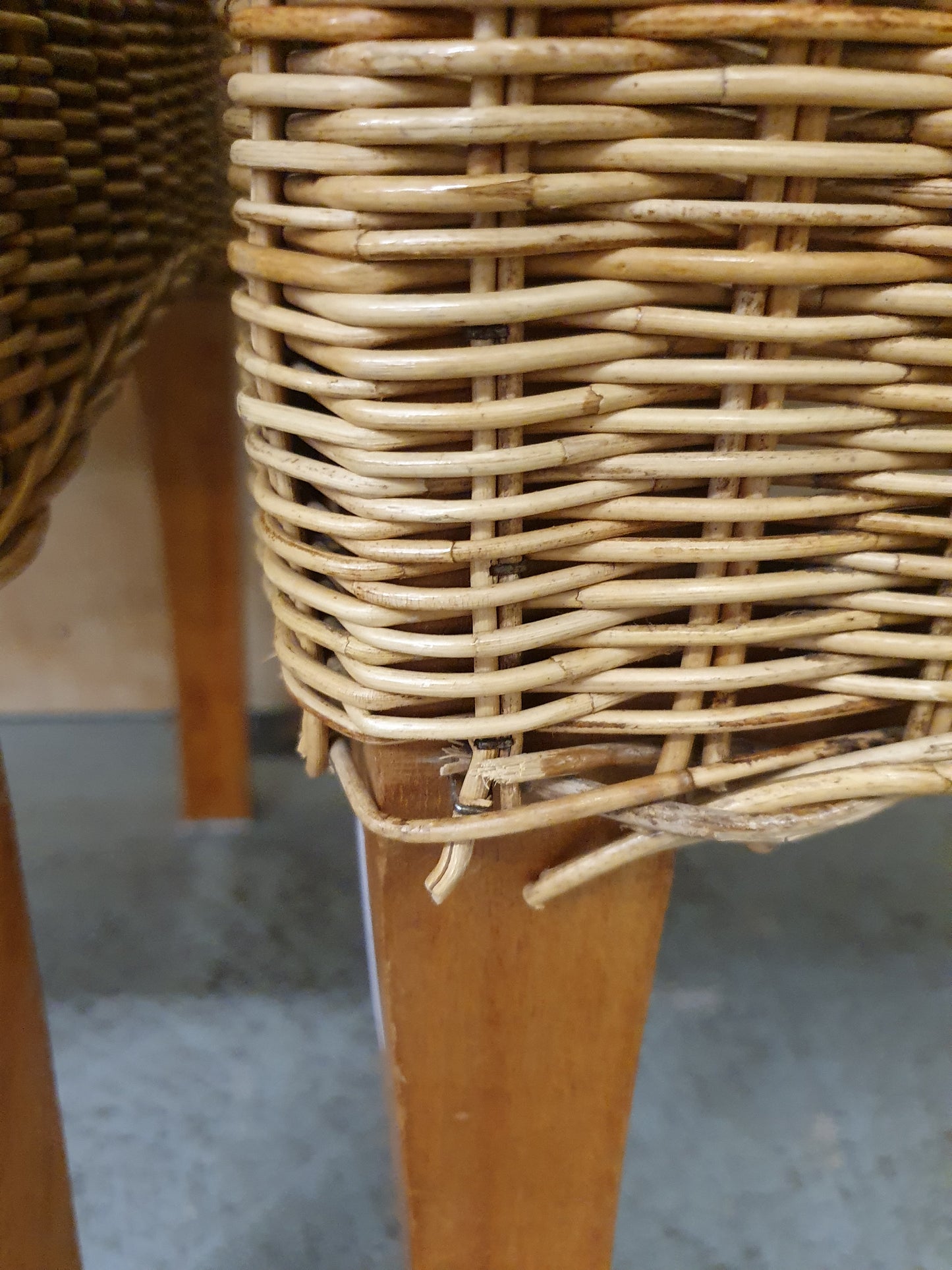 2 Matching Straw High Back Dining Chairs with Wooden Feet - EL104000 / EL104001