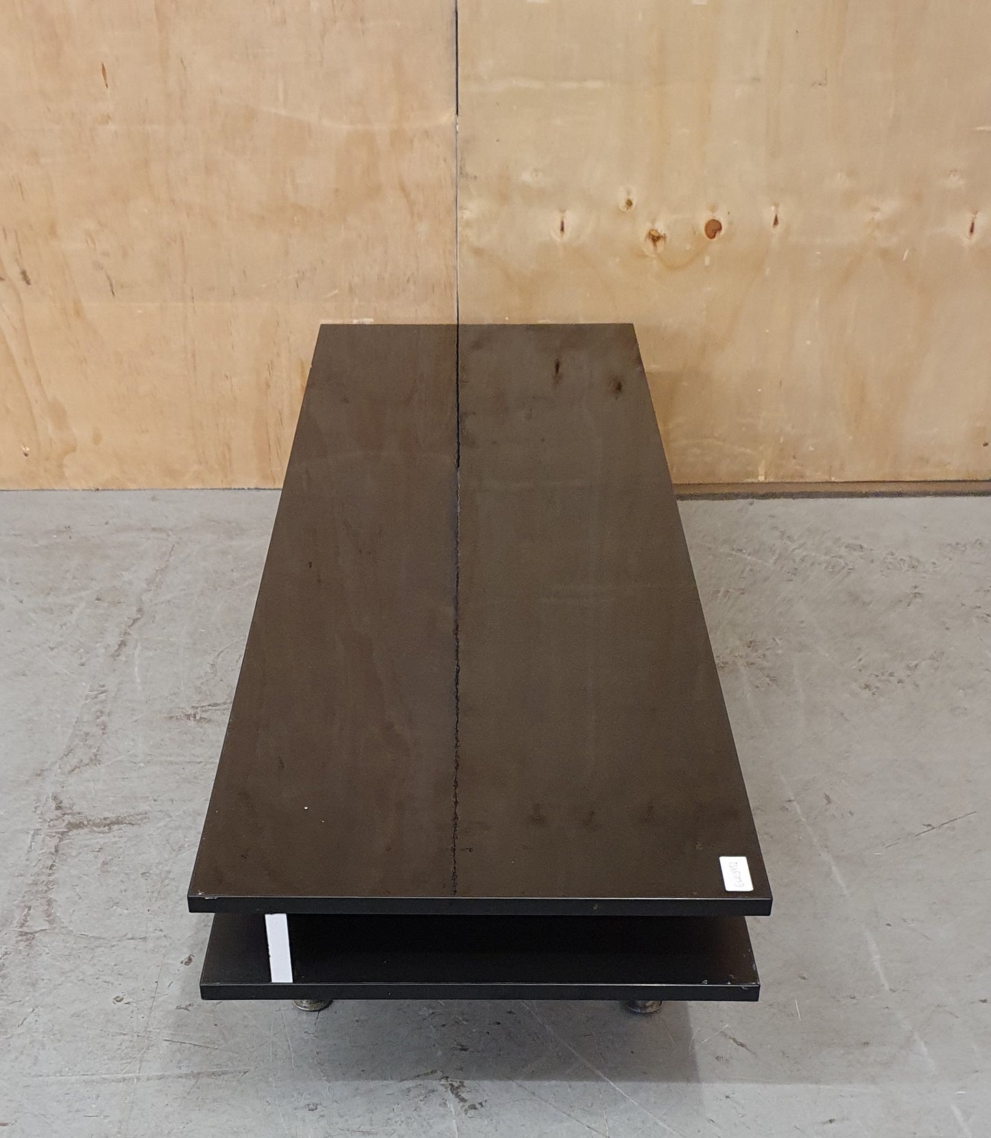 Black Low Glass Coffee table with Two Sections and Chrome Feet - EL103952