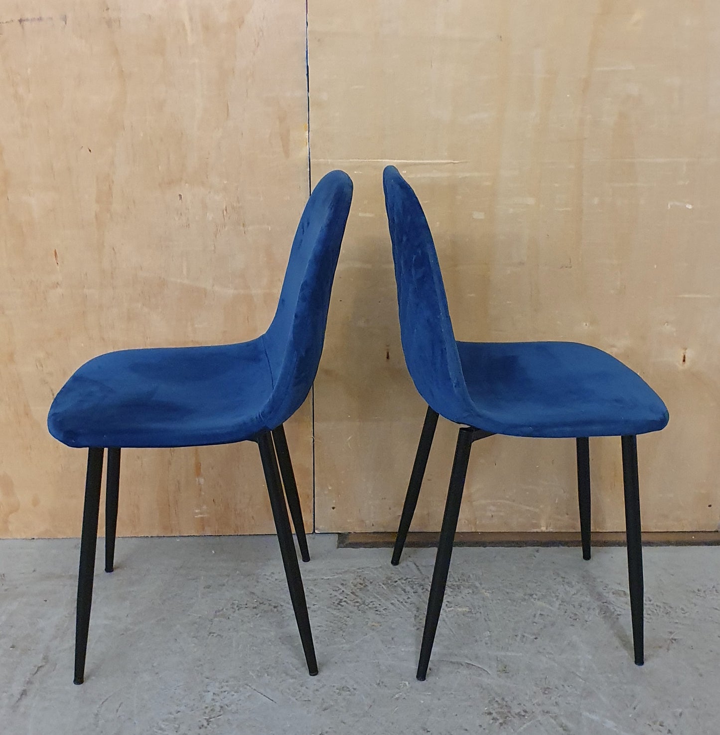 2 Matching Navy Blue Velvet Chairs - 104023 / 104024