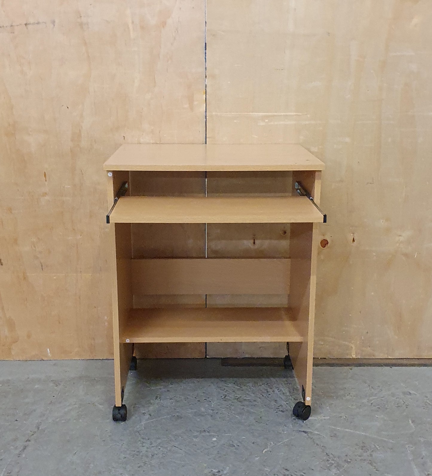 Small Wood Desk with Pull Out Shelf and Lower Shelf - EL104647
