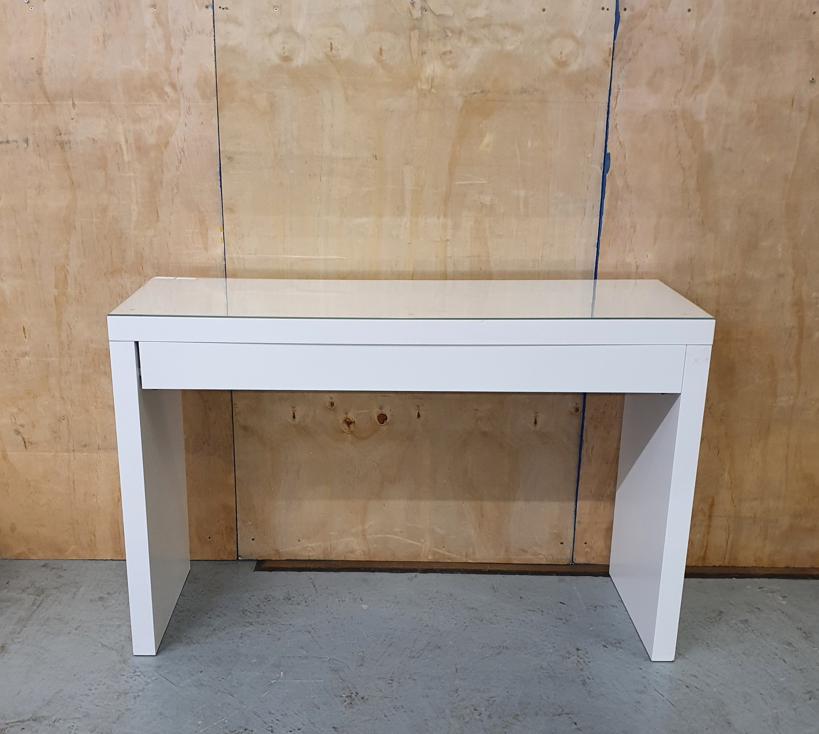 Ikea malm desk white shop glass top