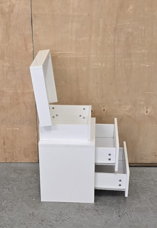 Single White Bedside Cabinet with 2 Drawers and Top Open Section - 104616