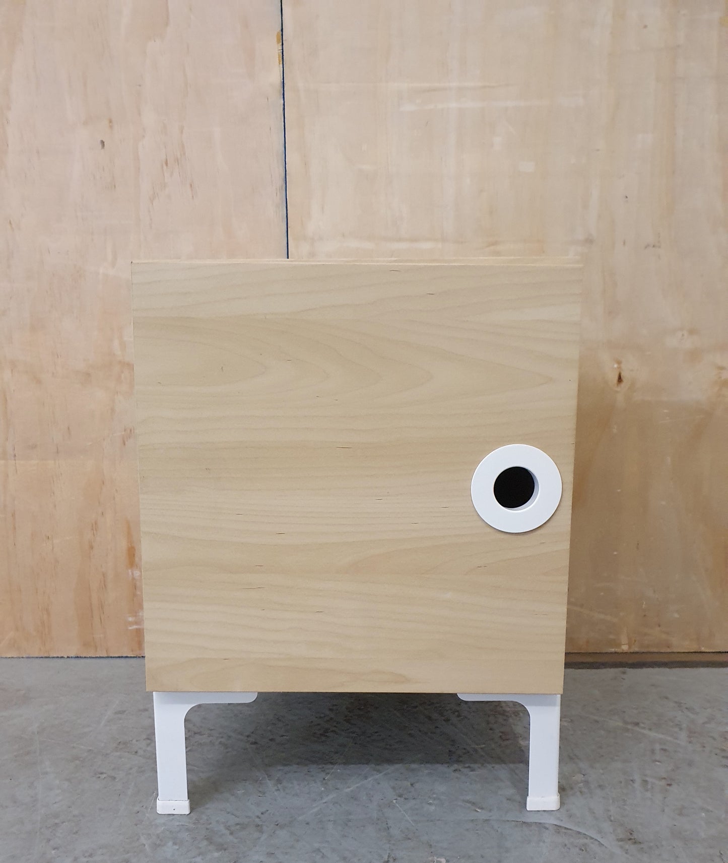 Single Wooden Bedside Cabinet with Circular Cut Out Handle and Internal Shelf - EL103949