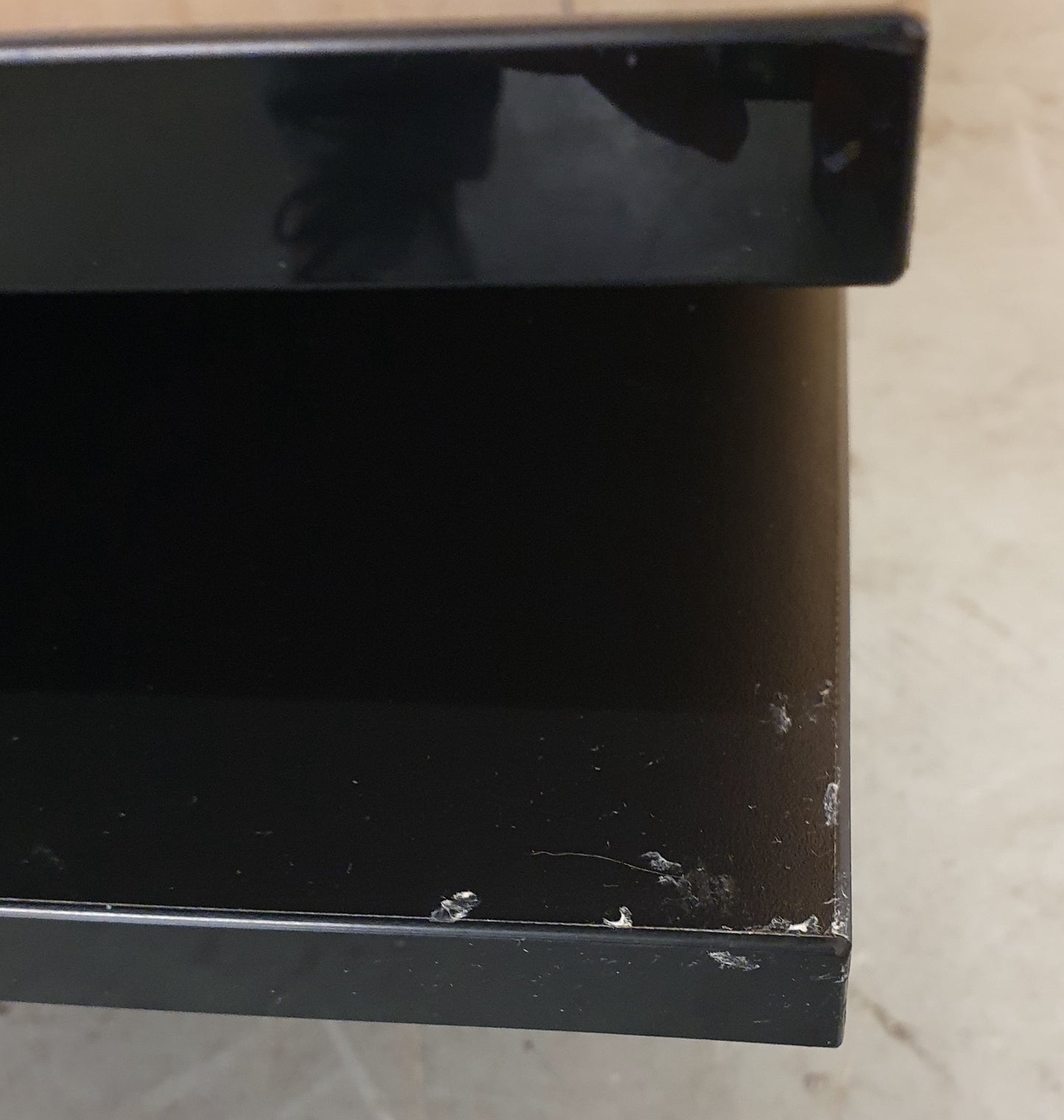 Black Low Glass Coffee table with Two Sections and Chrome Feet - EL103952