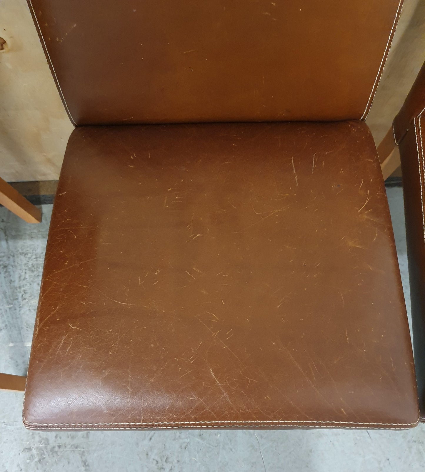 4 Matching Brown Leather Dining Chairs - EL104505 / EL104506 / EL104507 / EL104508