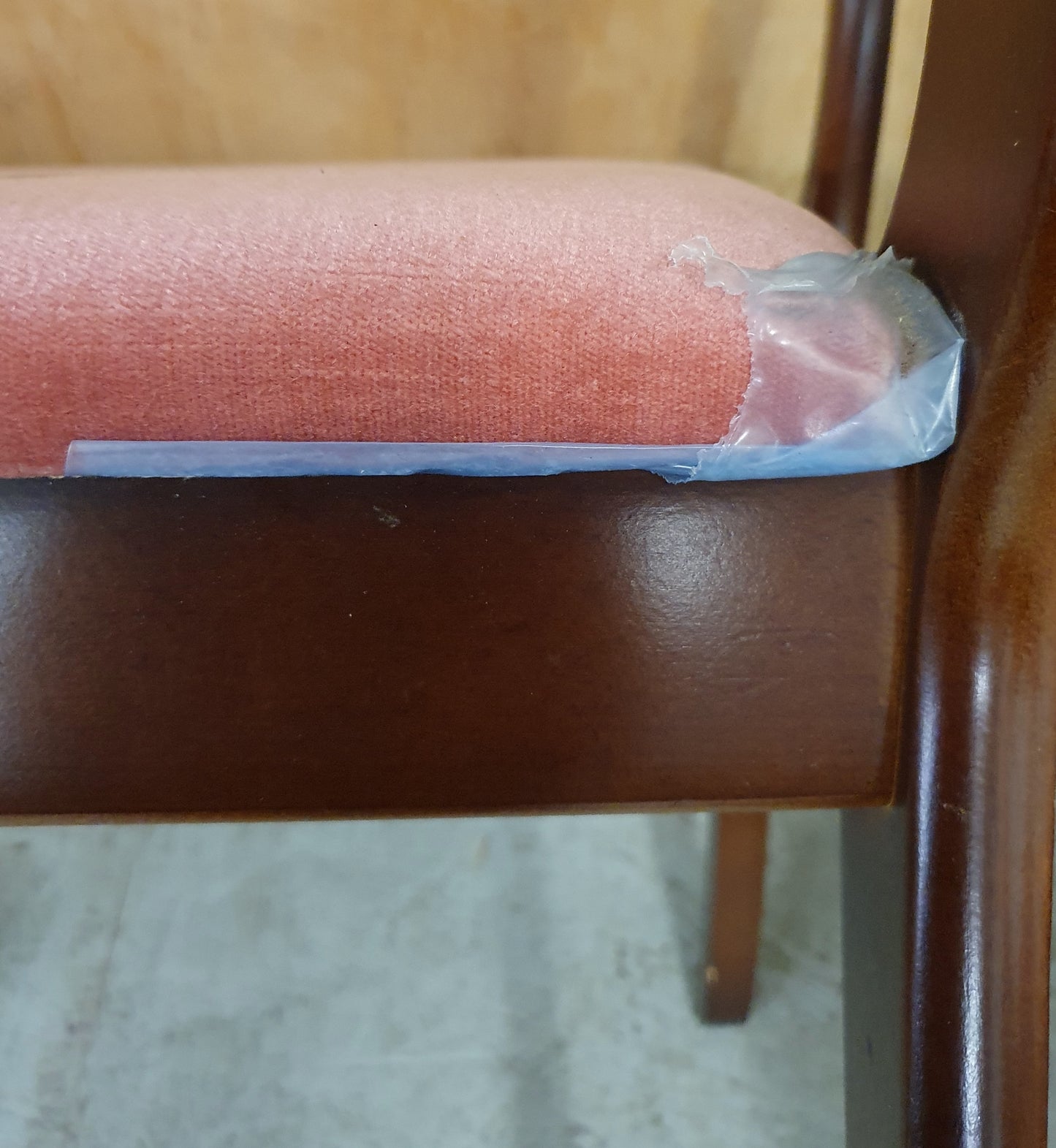 6 Matching Wood Frame Dining Chairs with Pink Soft Fabric Seats - 103464/103465/103466/103467/103468/103469