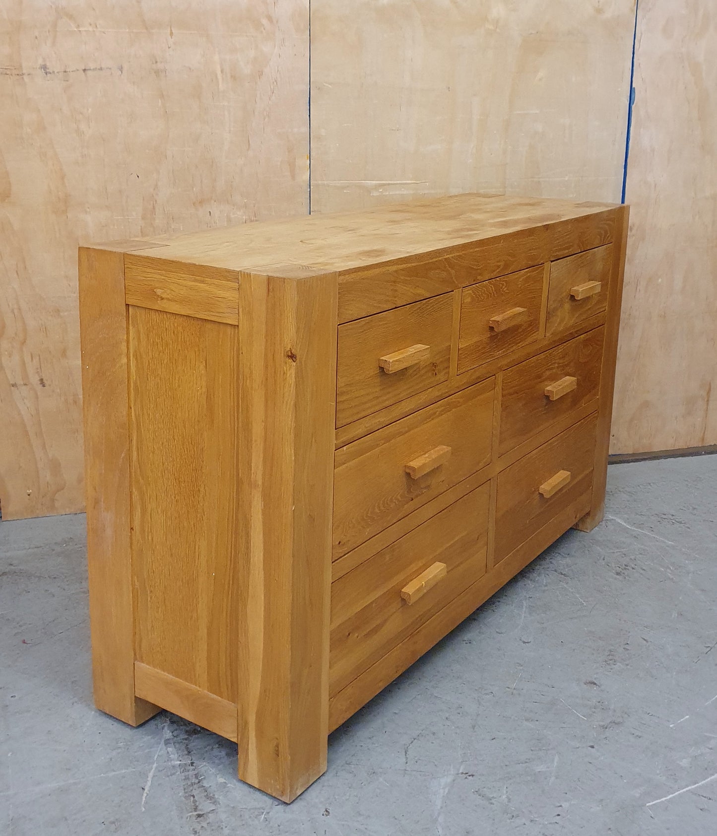 Large Oak 7 Drawer Chest of Drawers with Block Handles - 104486