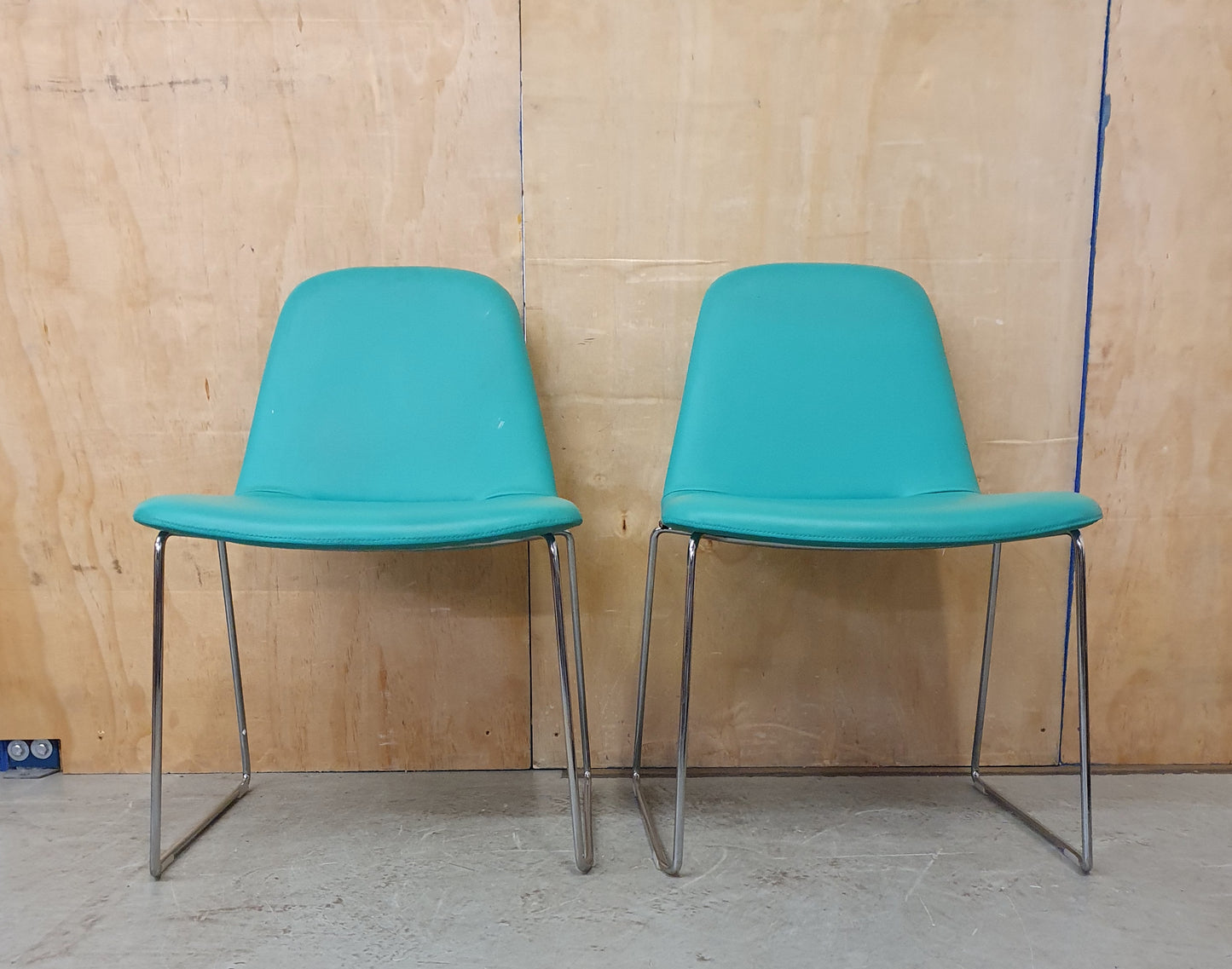 HITCHMYLIUS 2 Matching Turquois Soft Leather Chairs - EL104088 / EL104099