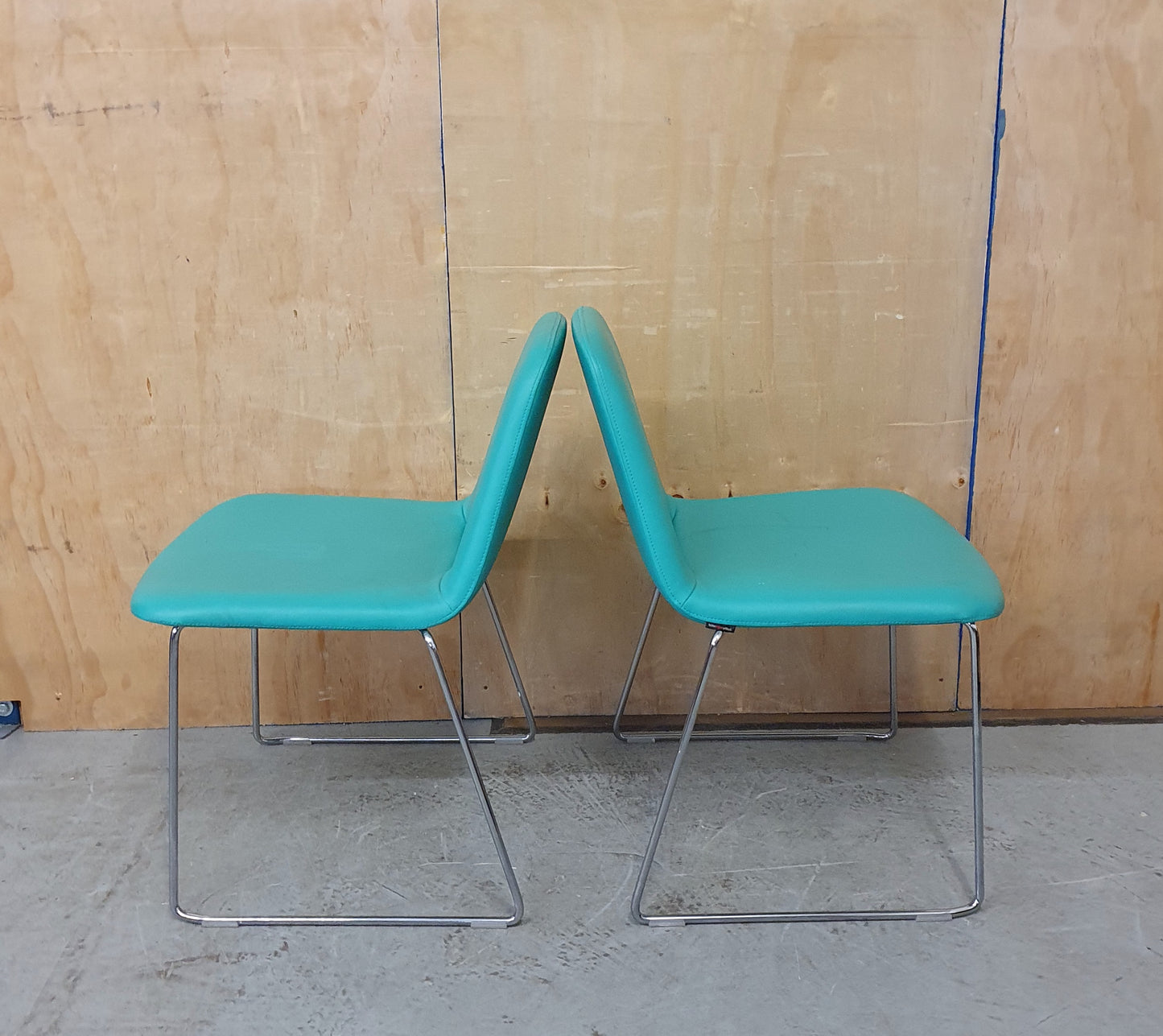 HITCHMYLIUS 2 Matching Turquois Soft Leather Chairs - EL104088 / EL104099