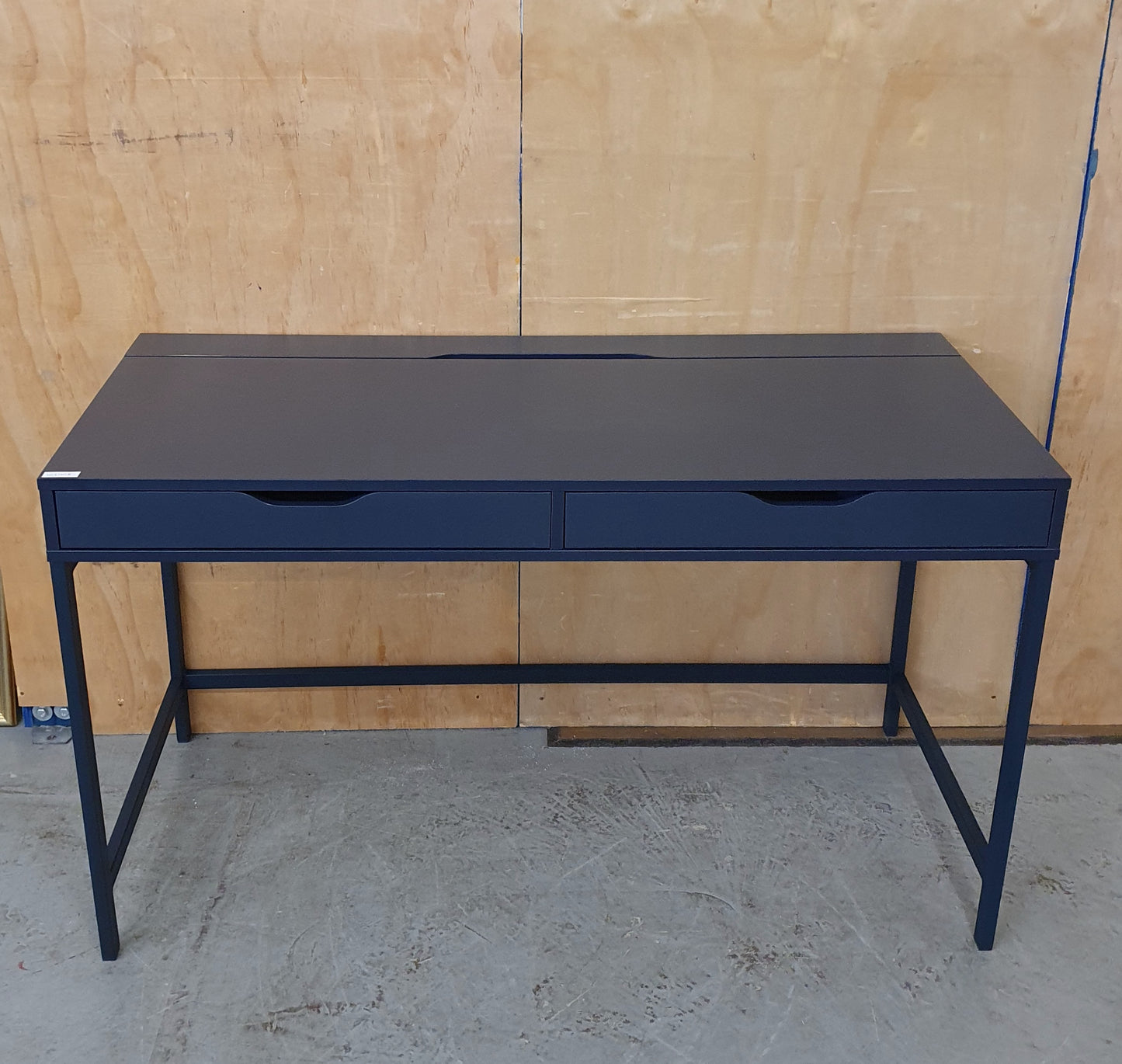 IKEA ALEX Navy Blue Desk with Back Panel Section and 2 Drawers - 103908