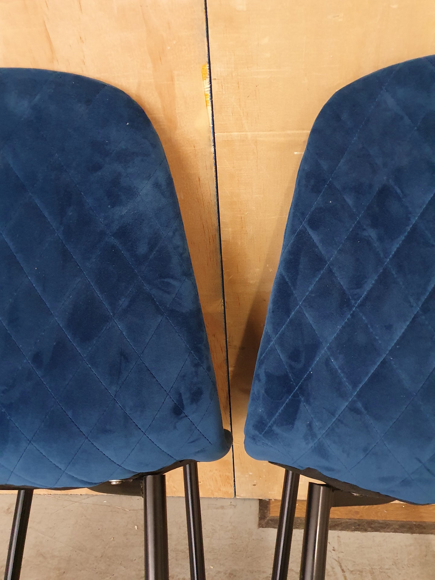 2 Matching Navy Blue Velvet Chairs - 104023 / 104024
