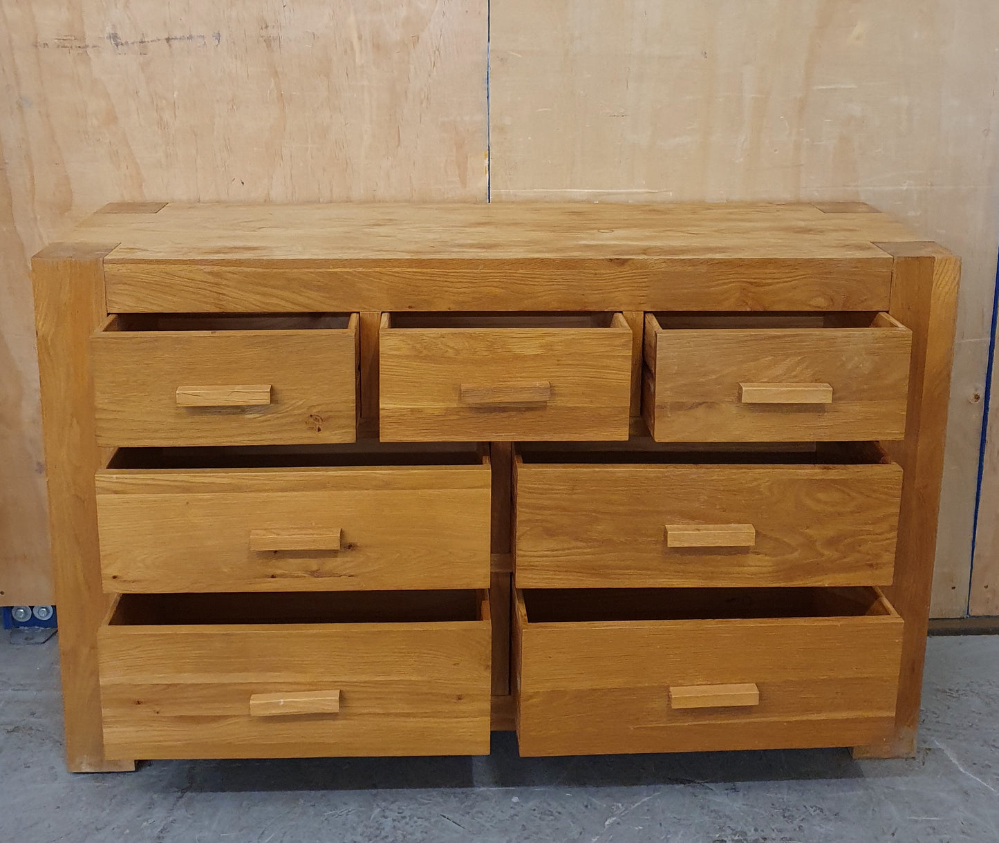 Large Oak 7 Drawer Chest of Drawers with Block Handles - 104486