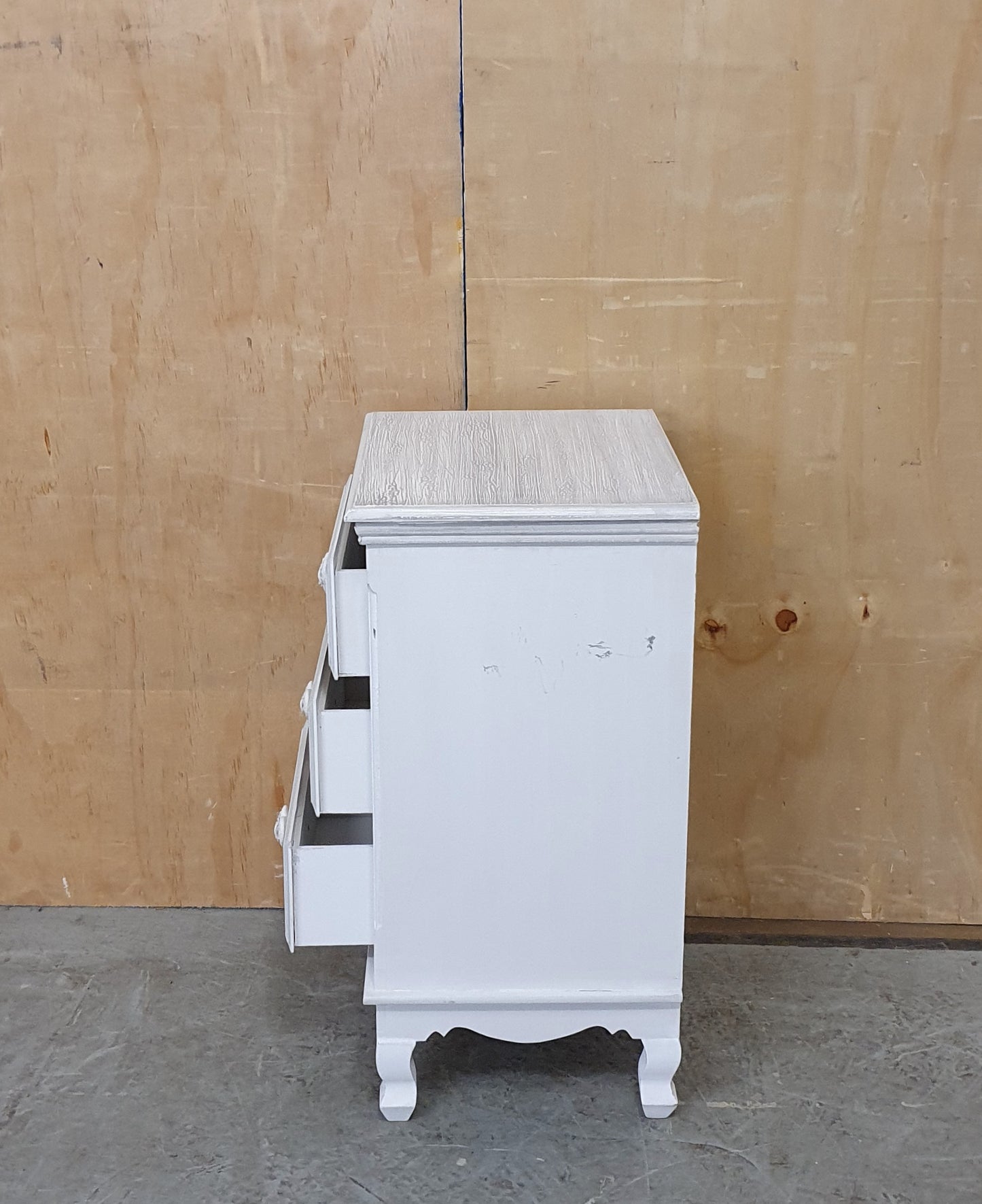 Grey 3 Drawer Bedside Cabinet with Heart Shaped Handles - 104617