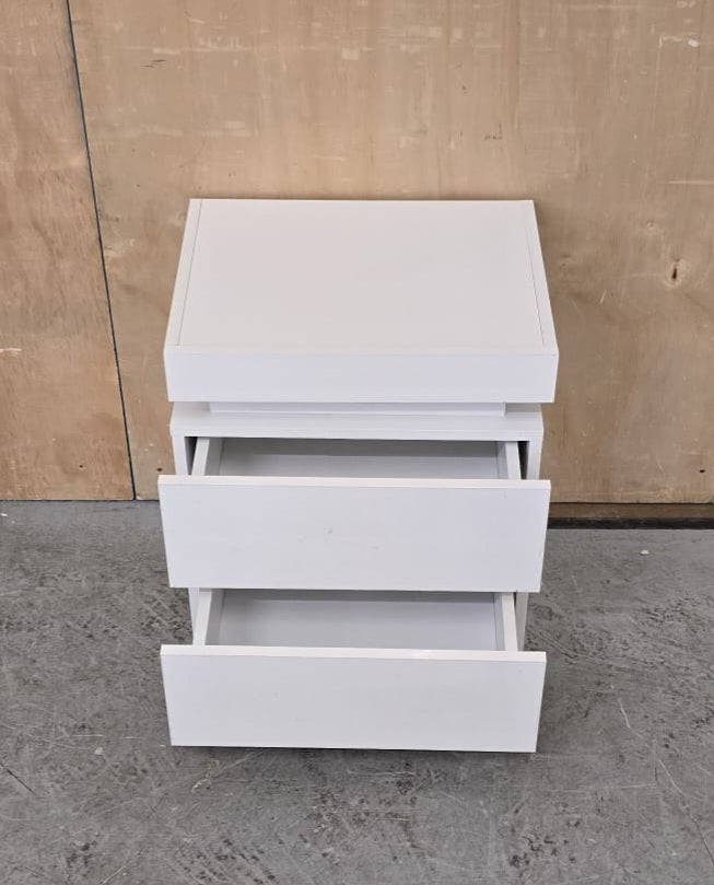 Single White Bedside Cabinet with 2 Drawers and Top Open Section - 104616