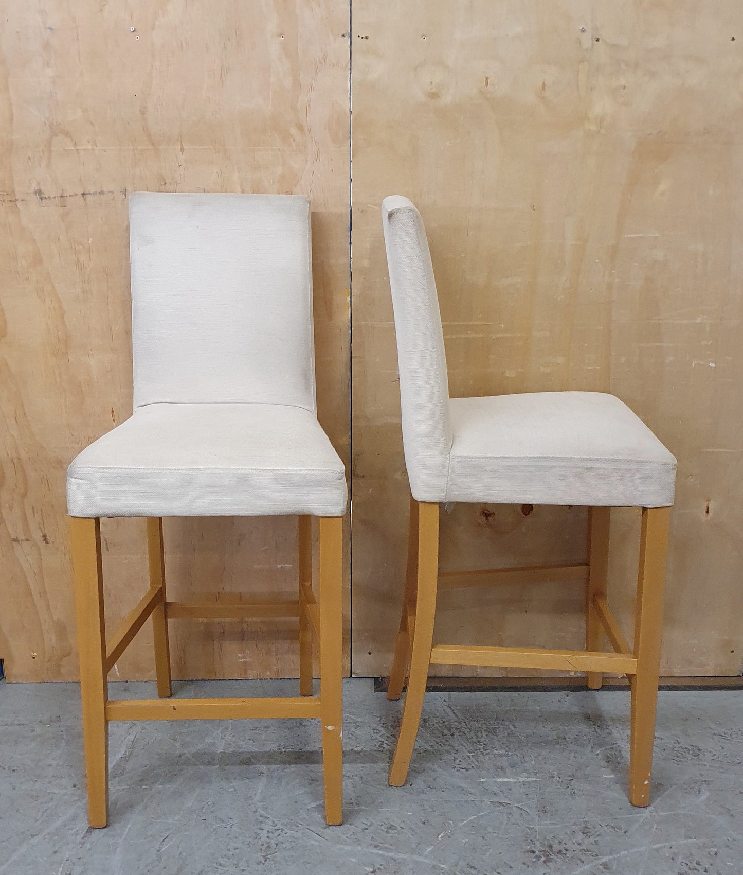 2 Matching Cream Fabric Covered Bar Stools - EL104227 / EL104228