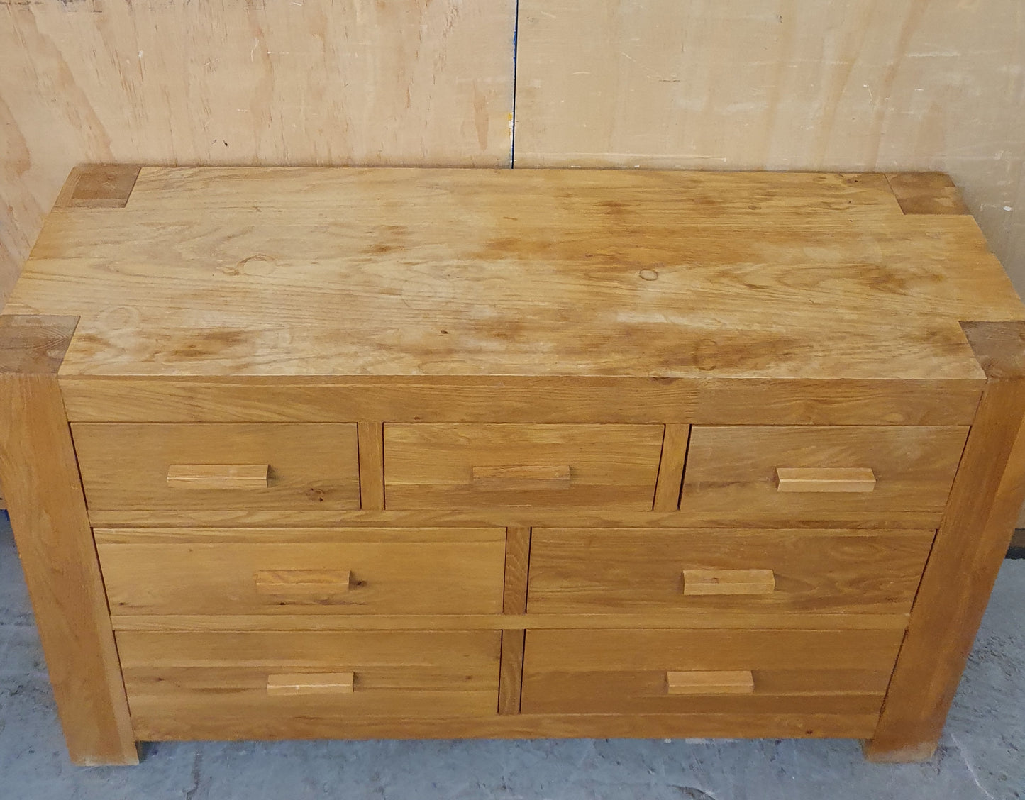 Large Oak 7 Drawer Chest of Drawers with Block Handles - 104486