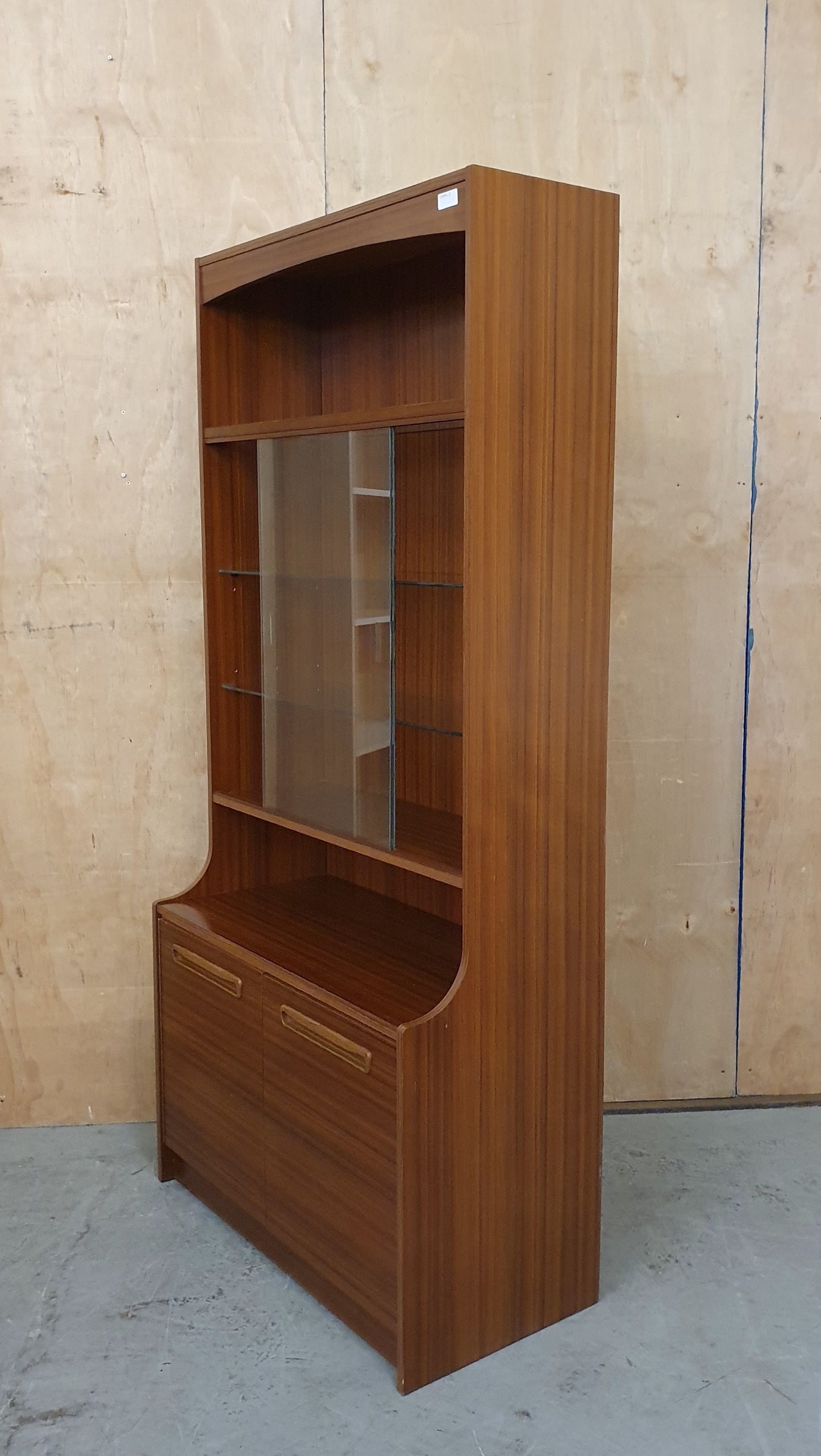 Vintage Glass Display Cabinet with Bottom Cabinet and Glass Shelves - 104463