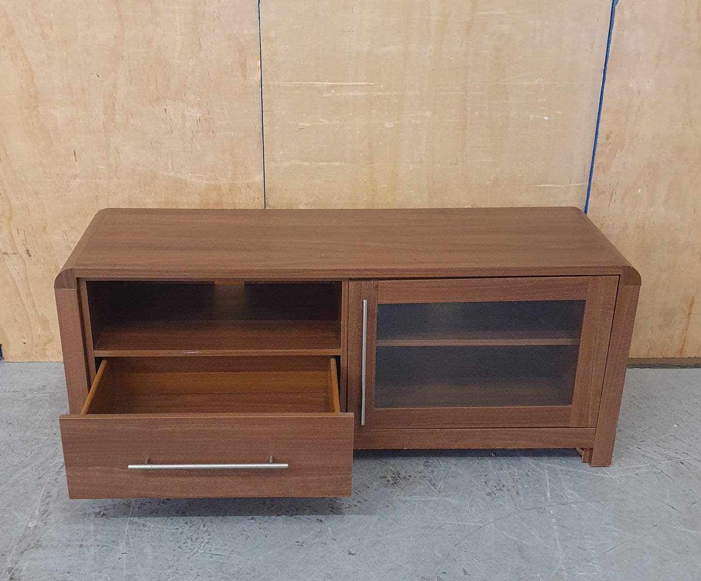 Large Heavy Duty Wooden TV Stand with 1 Glass Door and 1 Drawer - EL104356