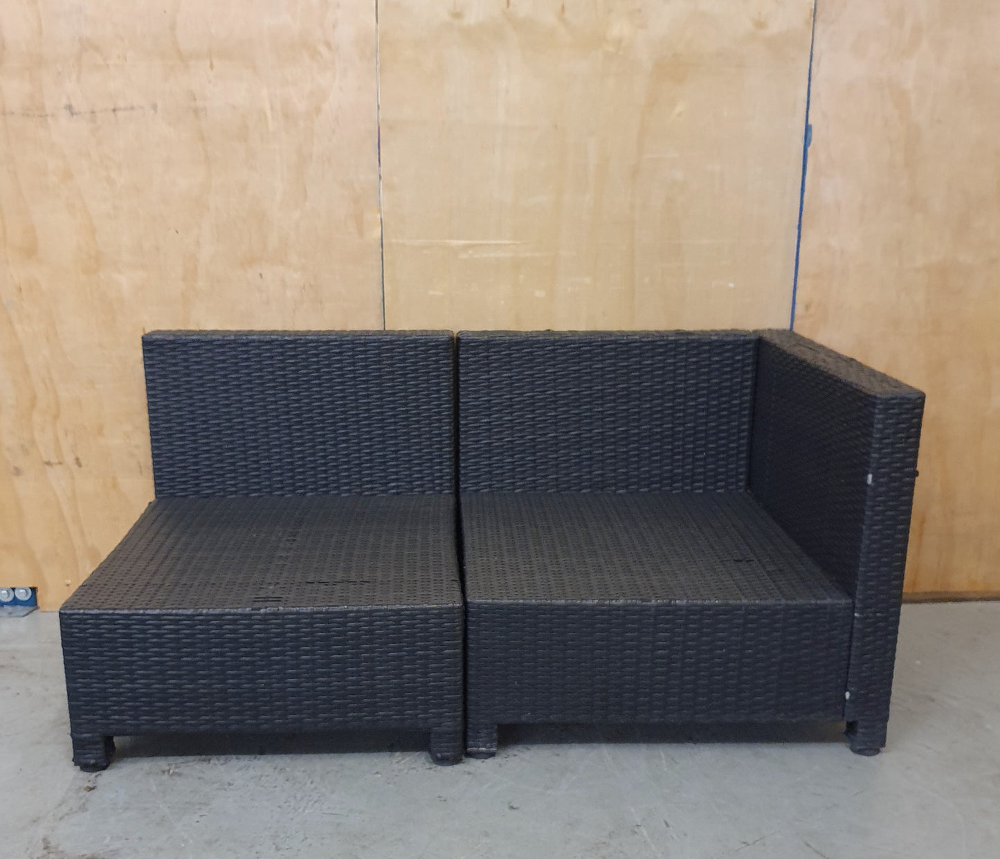 Dark Grey Plastic Woven Garden Chairs in Two Sections - EL103988 / EL103989
