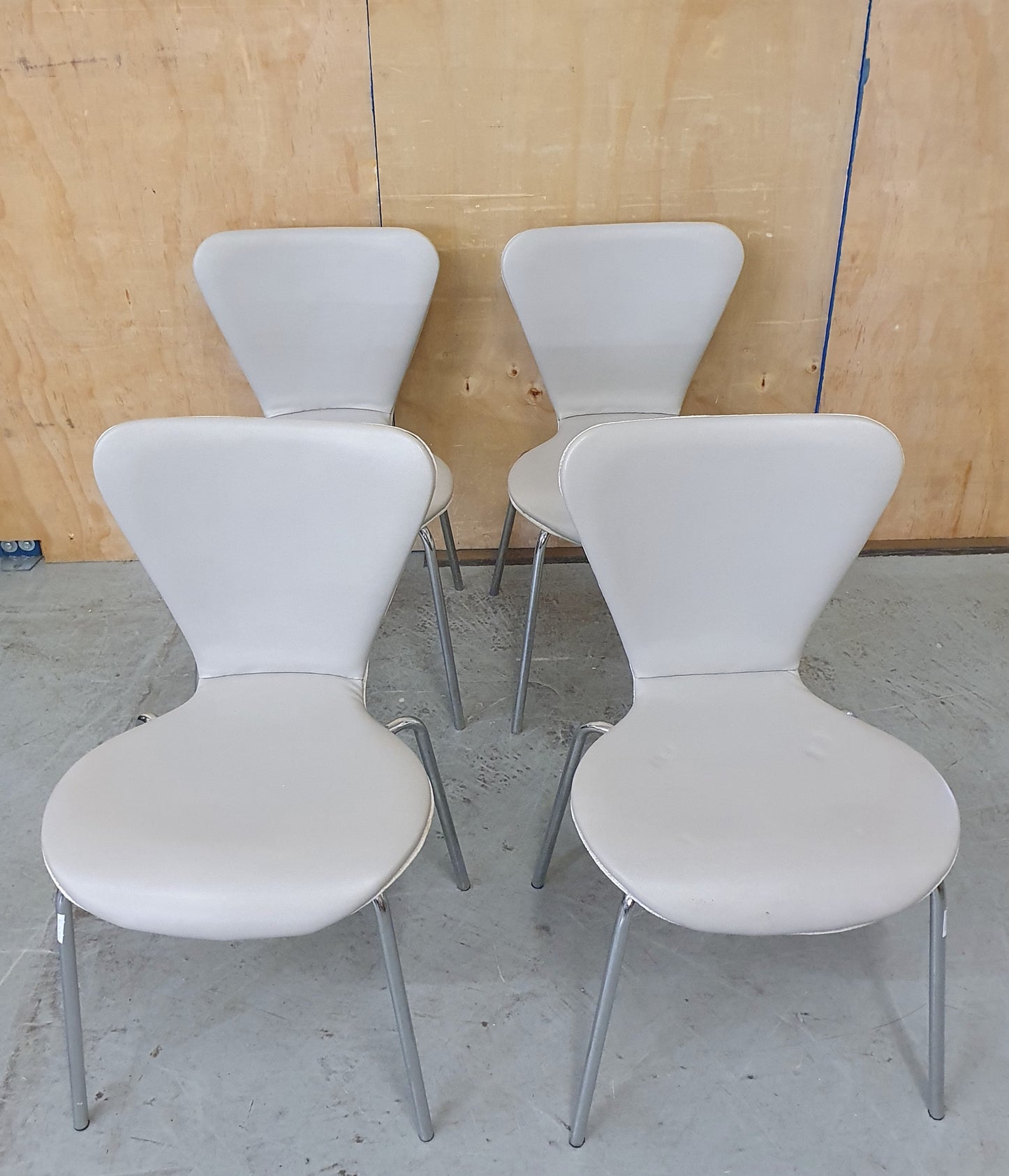 4 Matching Grey Faux Leather Dining Chairs with Chrome Frame - EL104367 / EL104368 / EL104369 / EL104370